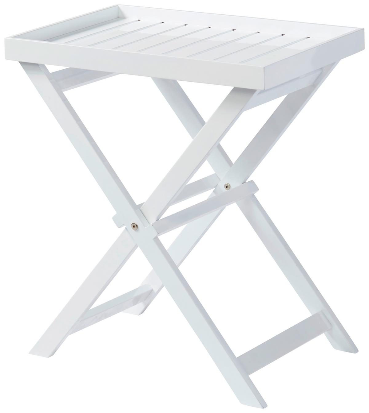 Gartentisch Klappbar Tray Table Mahagoniholz L 60cm - Weiß Hochglanz, KONVENTIONELL, Holz (60/40/65cm) - MID.YOU