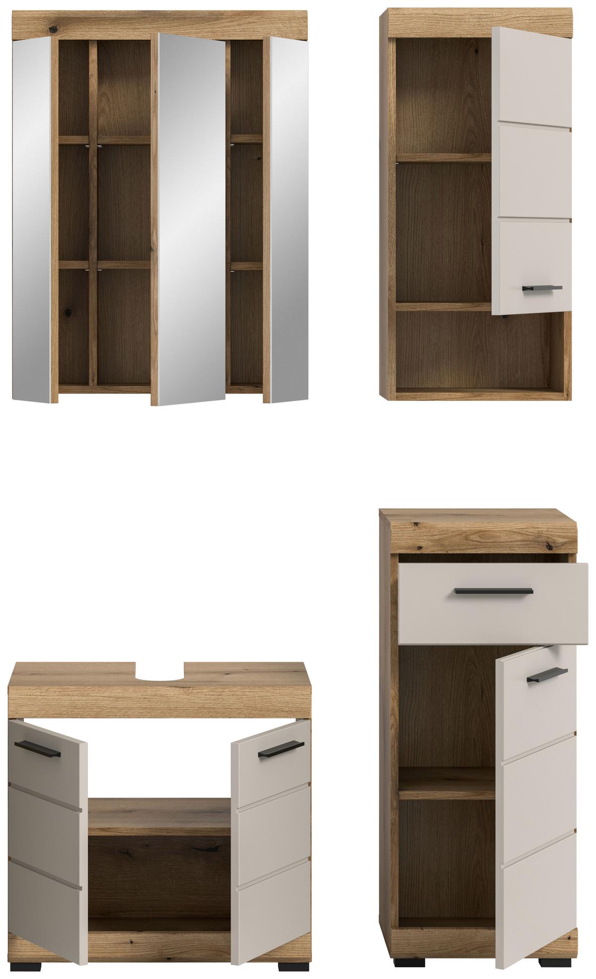 Badezimmer Scout Kaschmir/Naturfarben B: 134 cm - Kaschmir/Schwarz, MODERN, Glas/Holzwerkstoff (134cm) - MID.YOU