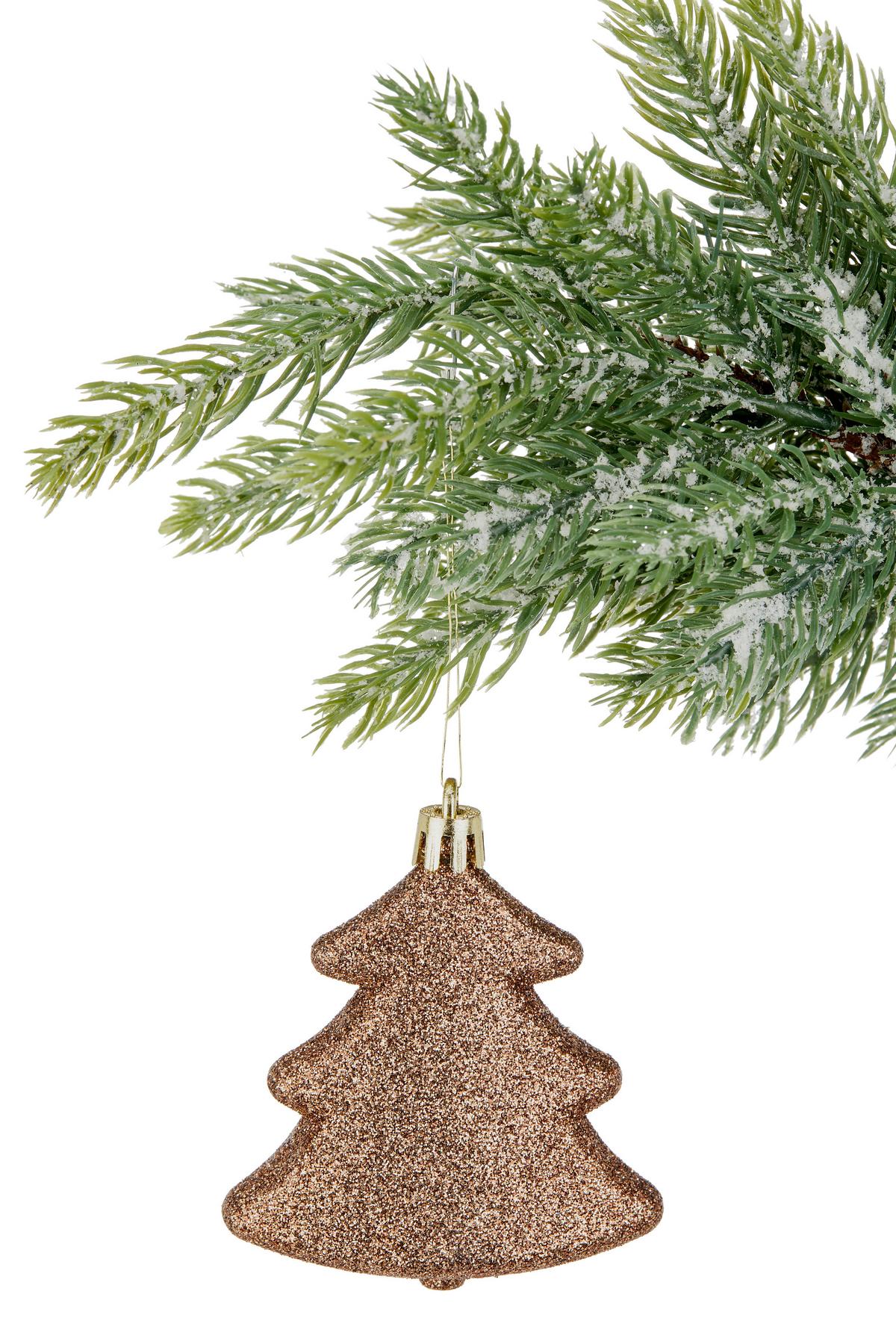 Függődísz Karácsonyfa - barna/piros, Basics, műanyag (8cm) - Luca Bessoni