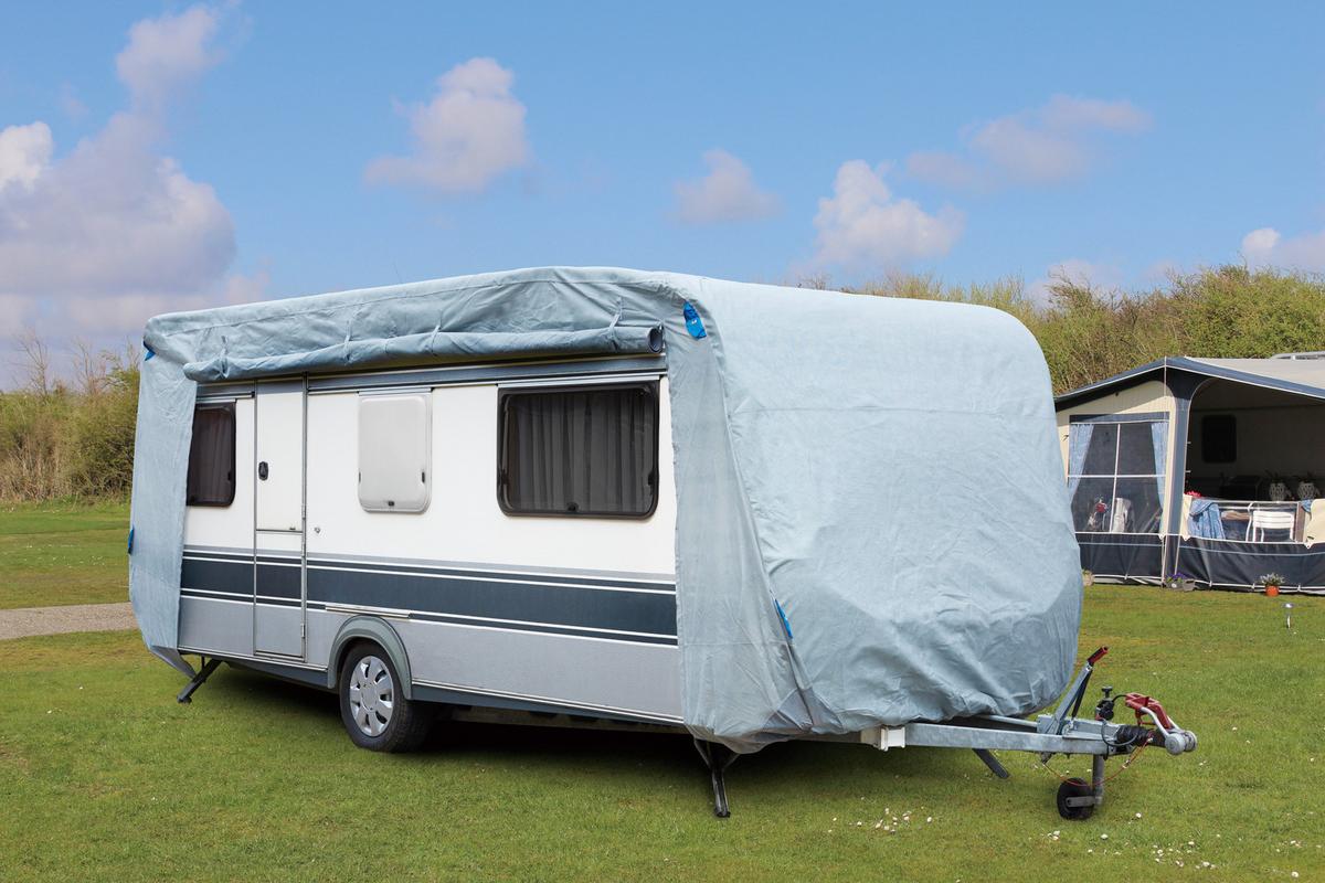Schutzhülle Abdeckhaube Für Wohnwagen Gr. M Grau - Grau, Basics, Kunststoff (250/220/550cm)