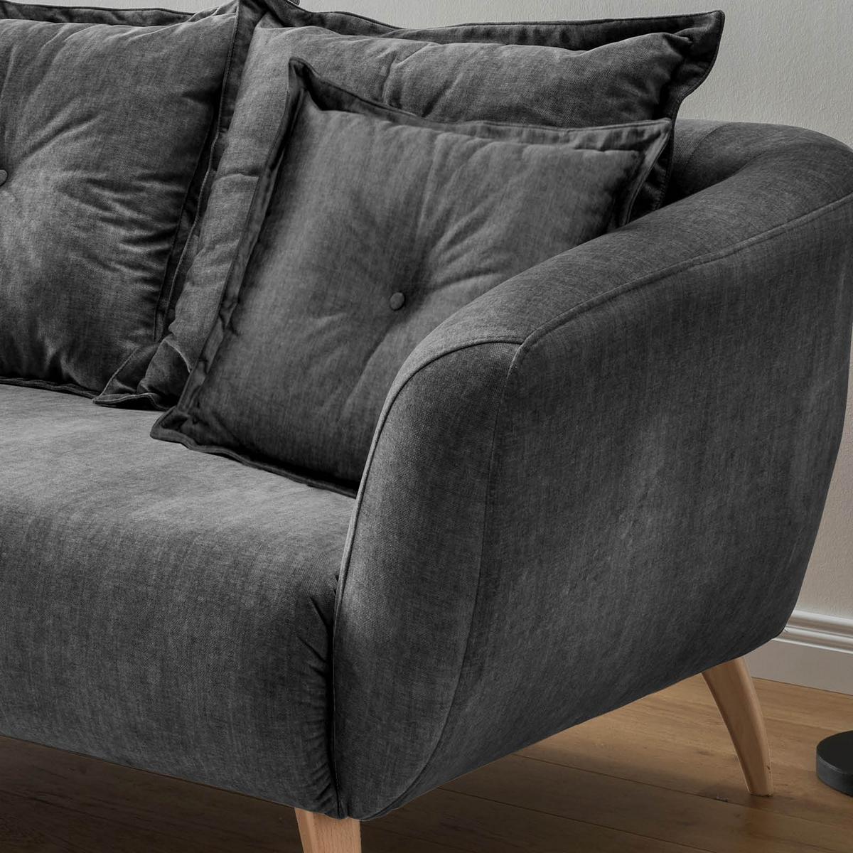 Ecksofa Baggio Grau S: 162/277 cm - Buchefarben/Grau, MODERN, Holz/Textil (162/277cm) - Livetastic
