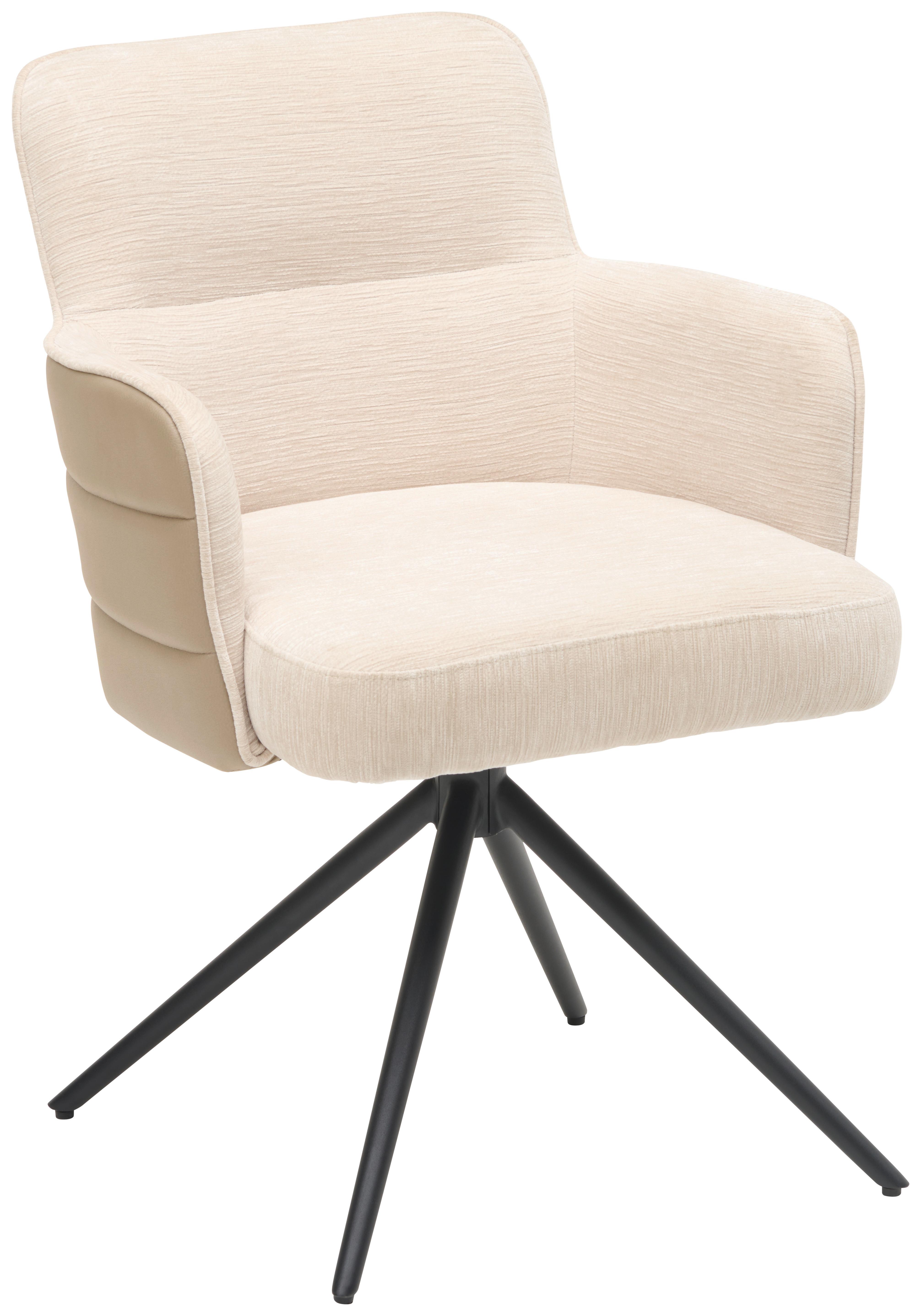 Armlehnstuhl Mia Webstoff Beige, B: 58 cm - Beige/Schwarz, KONVENTIONELL, Textil/Metall (58/82/64cm) - MID.YOU