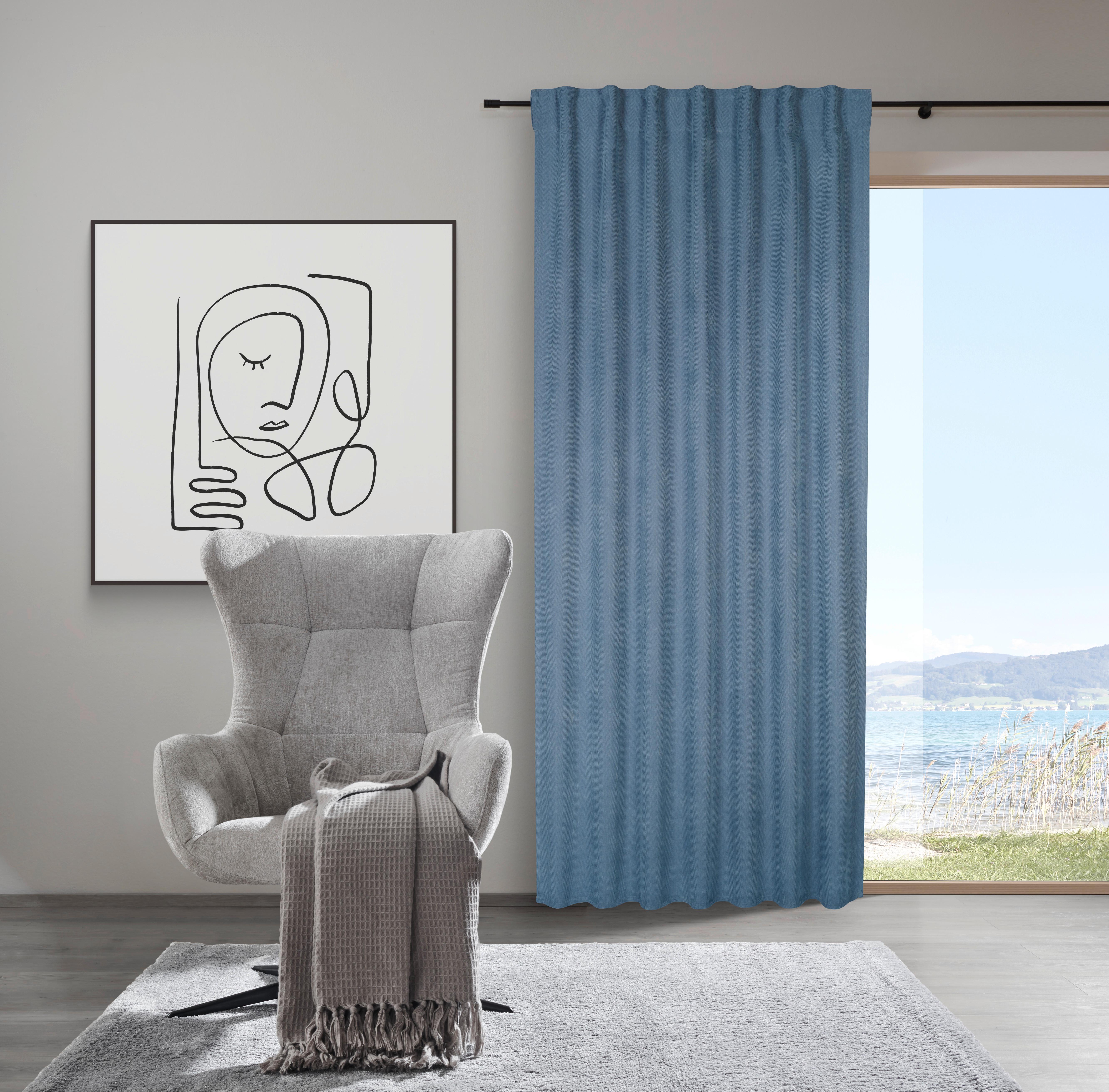 Hotový záves Linus, 140/255cm, modrá - modrá, Design, textil (140/255cm) - Premium Living