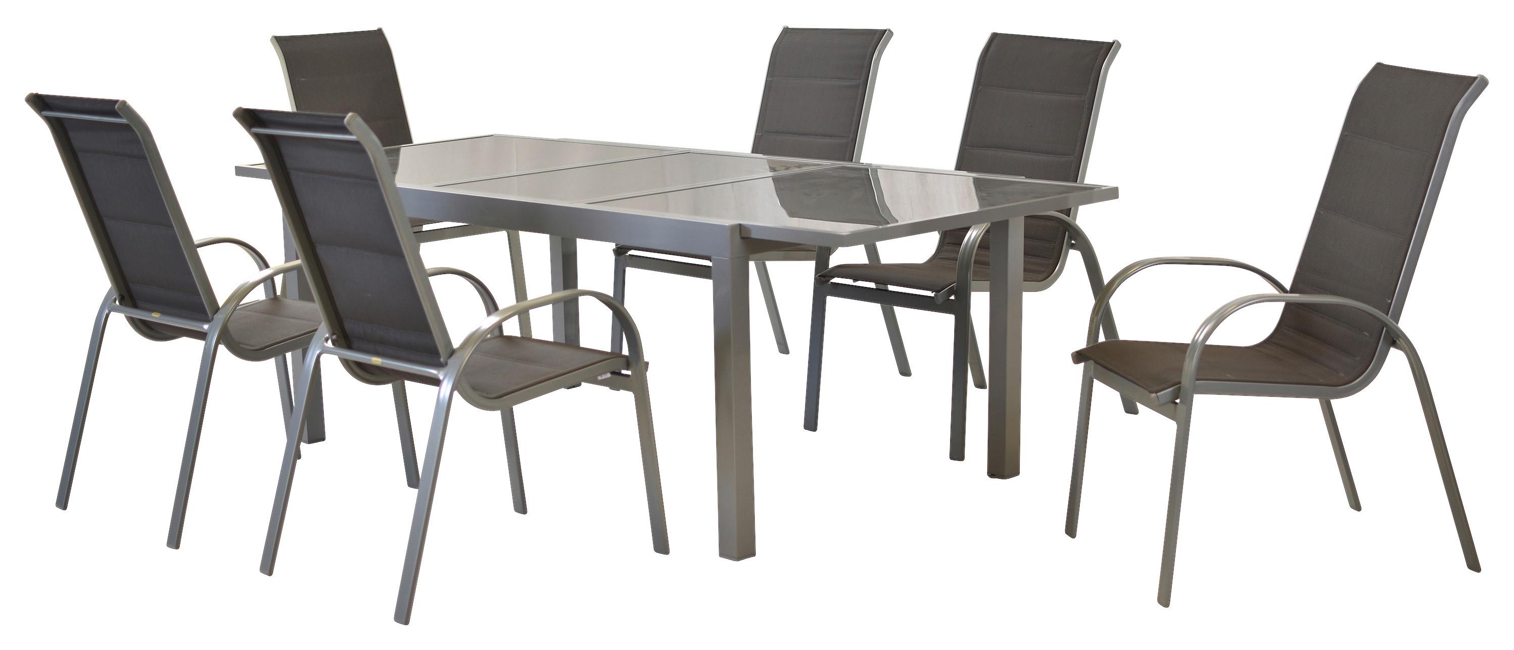 Gartenmöbel Set 7-tlg Amalfi di Lusso Metall/Textil - Anthrazit/Silberfarben, MODERN, Textil/Metall - Gardenson