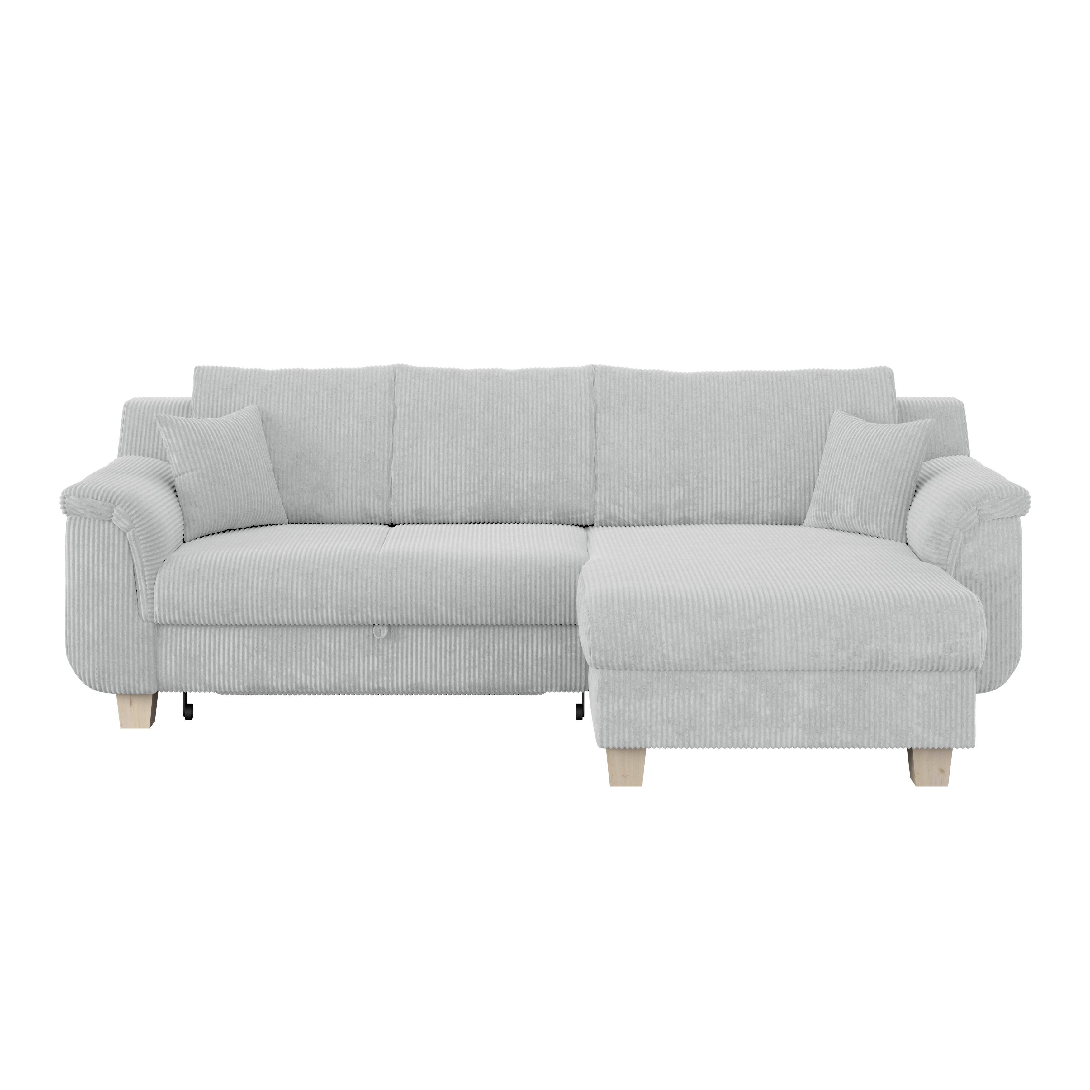 Ecksofa mit Schlaffunktion Alex Hellgrau - Hellgrau/Naturfarben, MODERN, Textil (246/88cm)