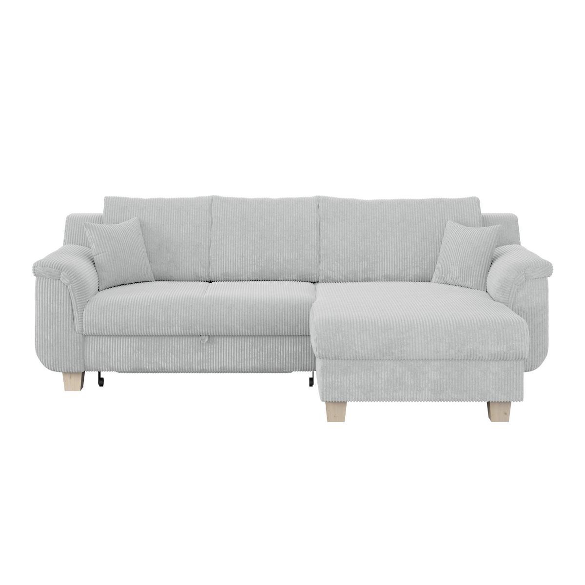 Ecksofa Mit Schlaffunktion Alex Hellgrau - Hellgrau/Naturfarben, MODERN, Textil (246/88cm)