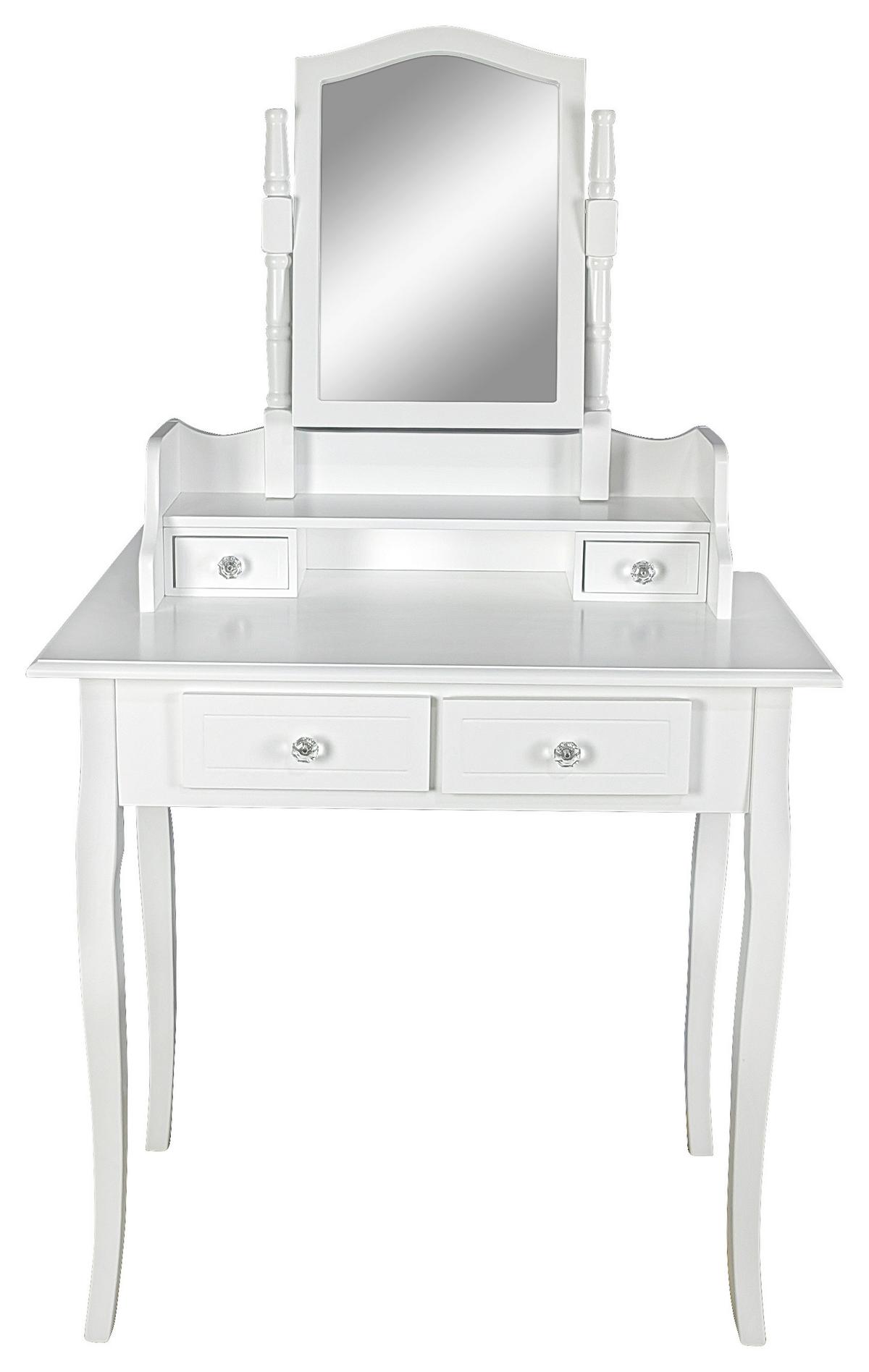 Sminkasztal Vanessa *top Ár* - fehér, Modern, faalapú anyag/Üveg (80/142/40cm) - Best Price