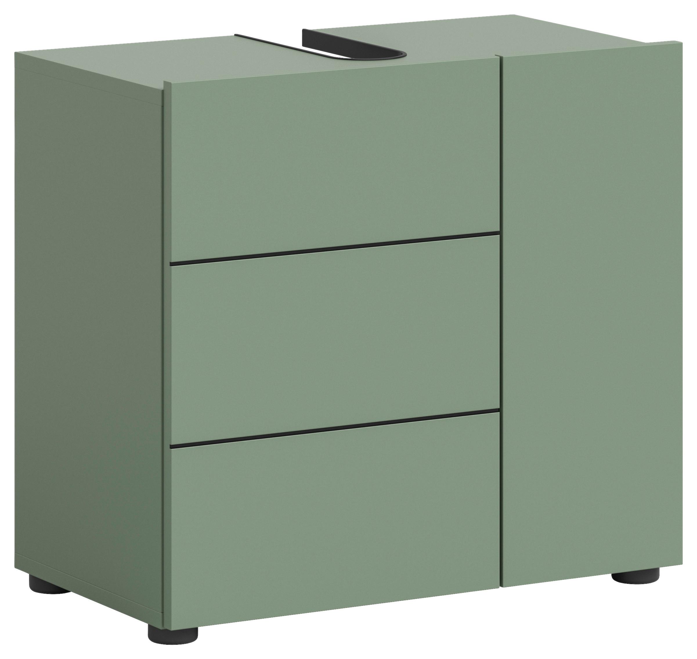 Waschbeckenunterschrank Vira Grün B: 60 cm - Schwarz/Grün, MODERN, Holzwerkstoff (60/57/34cm) - MID.YOU