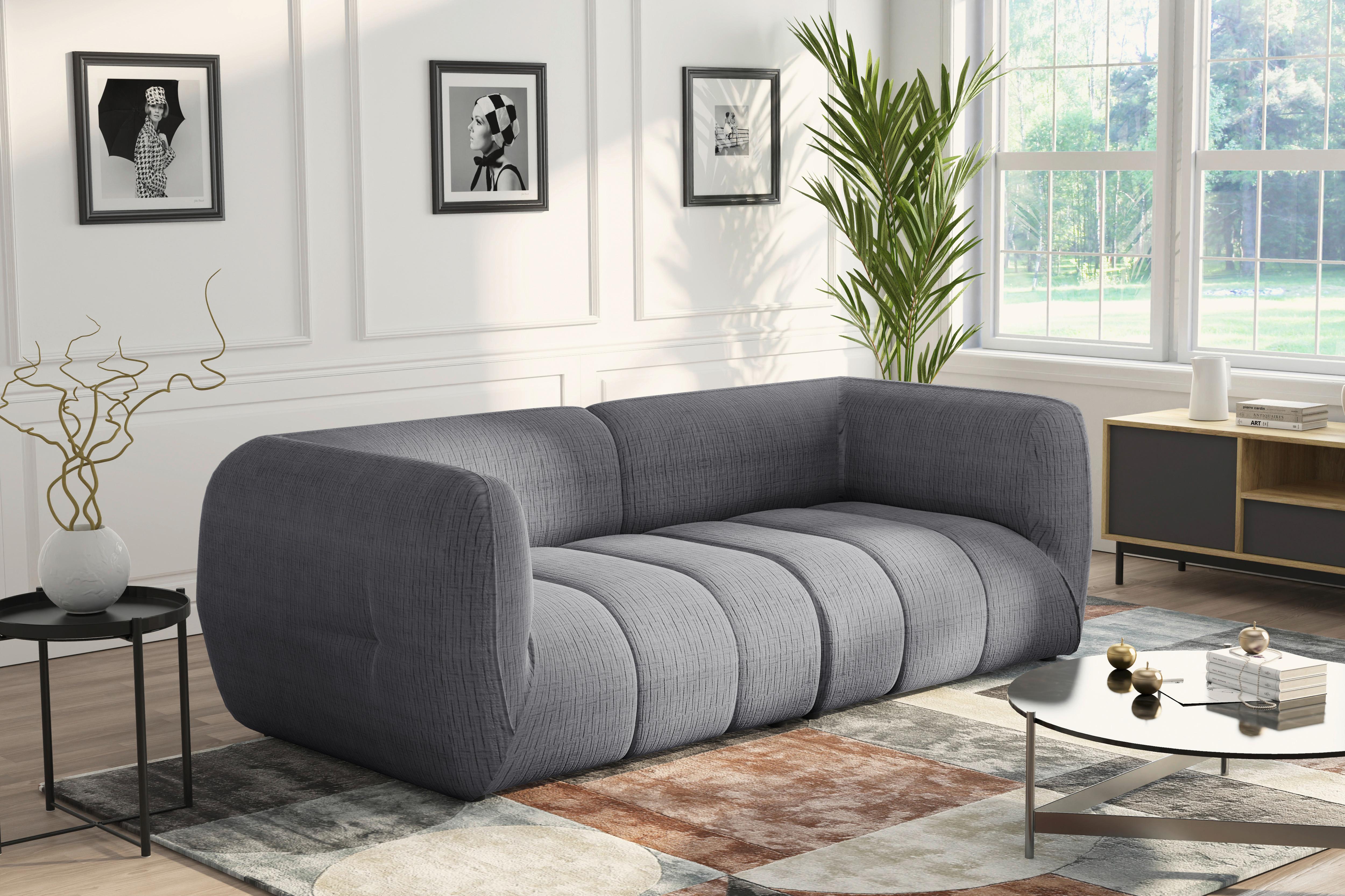 Sofa Laos Grau/Schwarz, 240 cm - Schwarz/Grau, Design, Textil (240/80/95cm) - MID.YOU