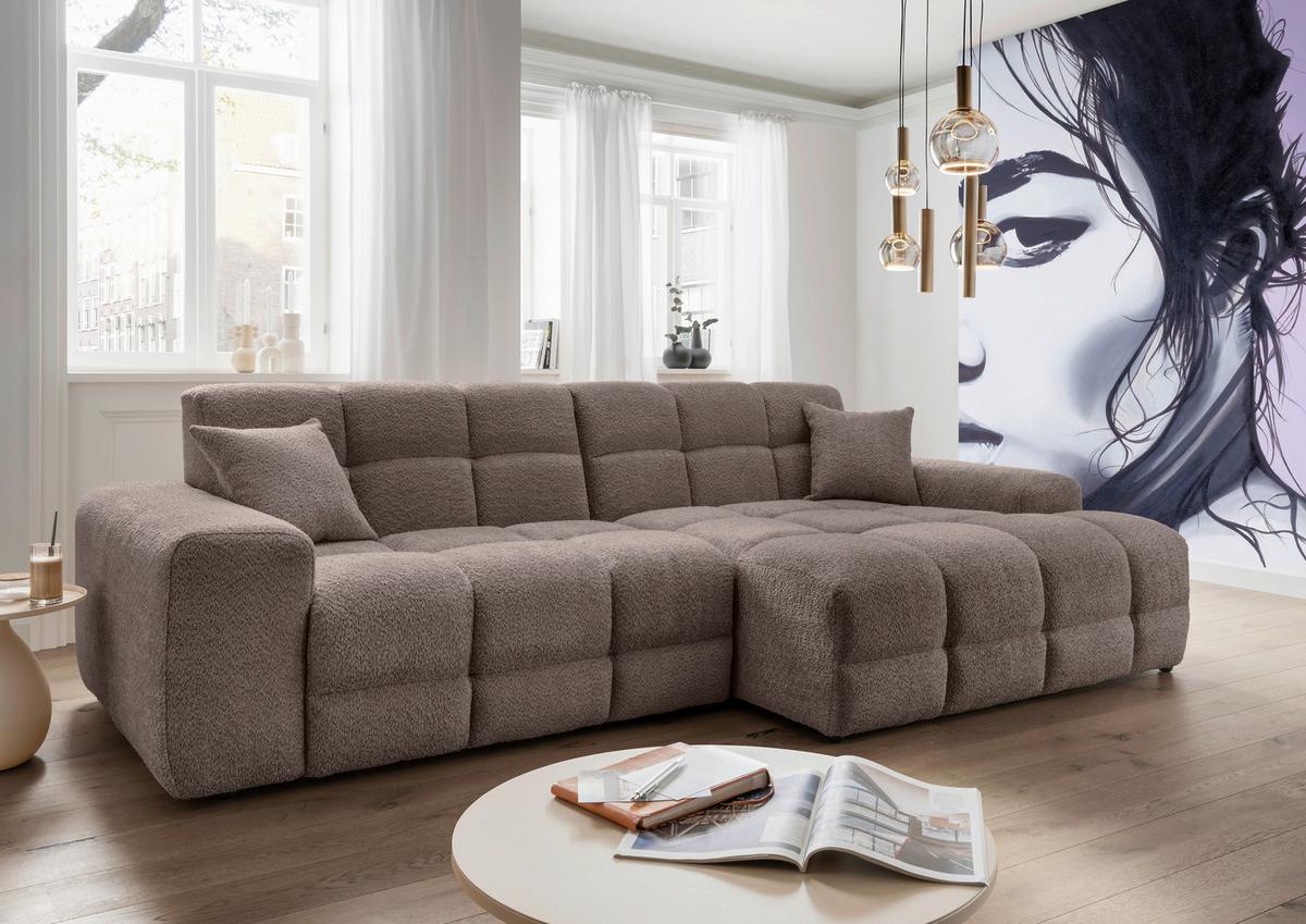 Ecksofa Bosco, Taupe S: 301x152 cm - Taupe/Schwarz, MODERN, Textil (301/152cm) - Livetastic