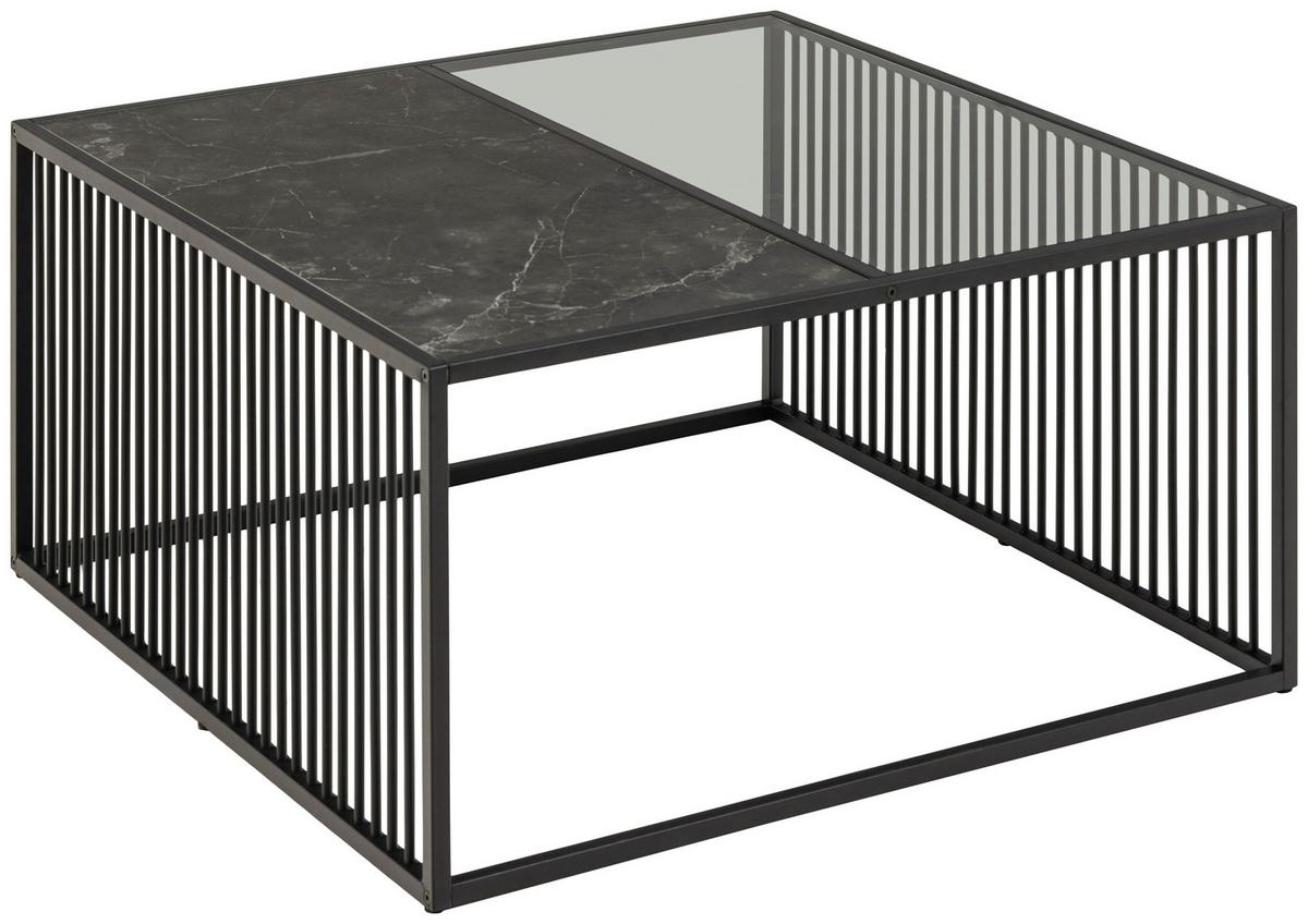 Dohányzóasztal Strington 80/80cm - fekete, Trend, faalapú anyag/Üveg (80/80/40cm) - MID.YOU