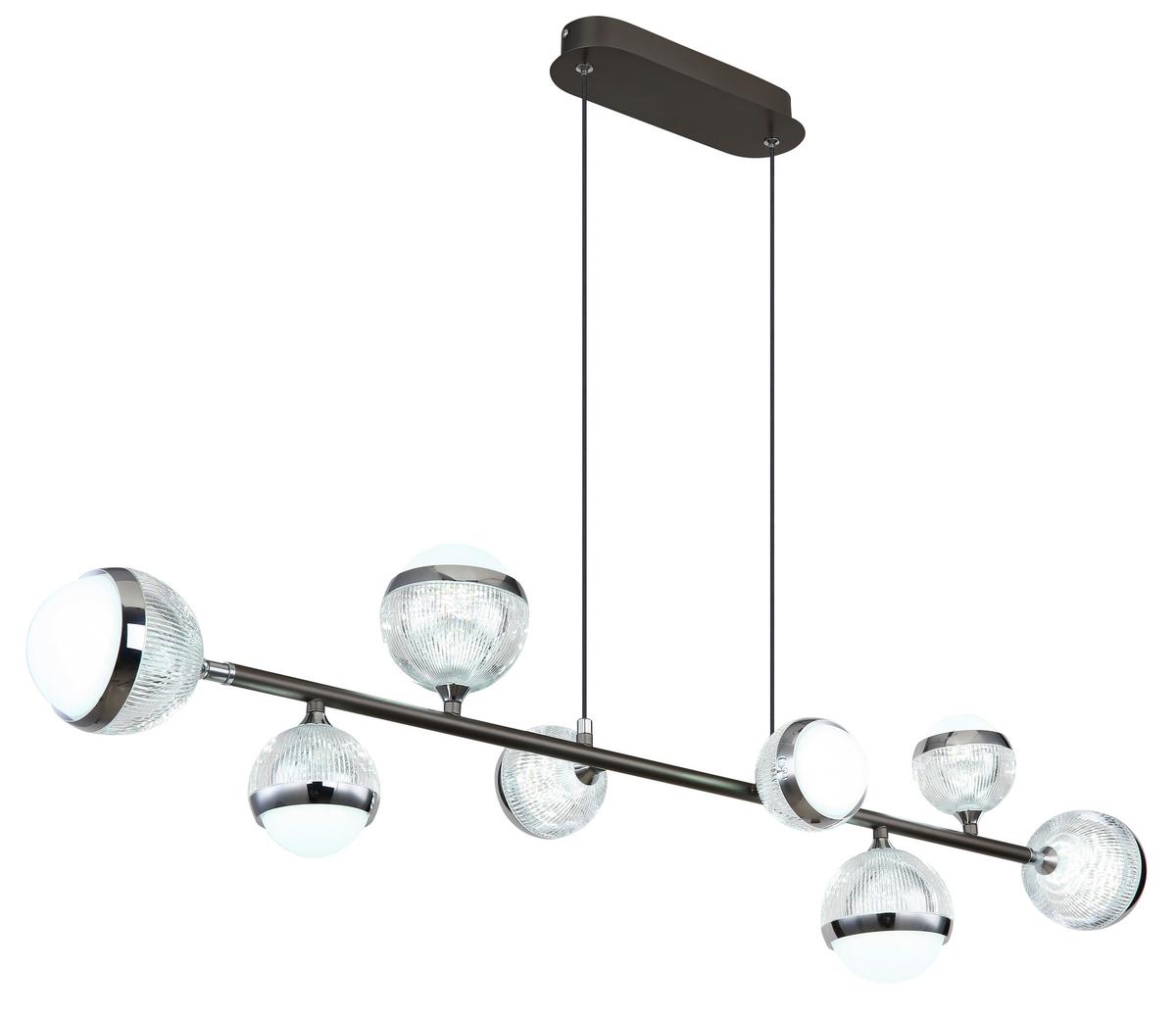 LED-Hängeleuchte 56011-8 - Klar/Chromfarben, KONVENTIONELL, Kunststoff/Metall (109/24/120cm) - Globo