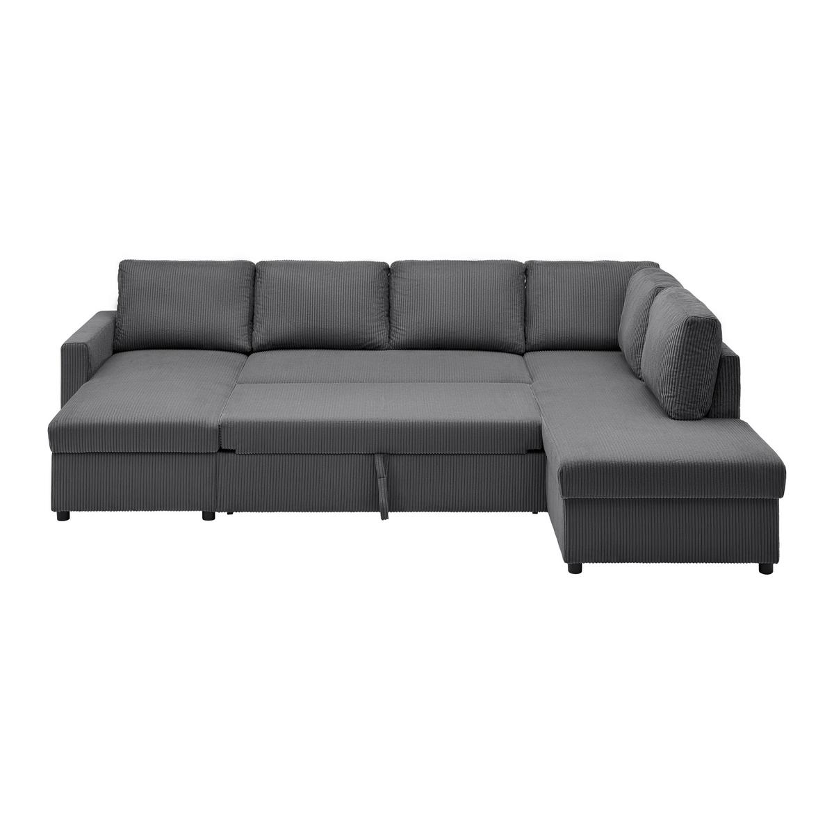 Sedacia súprava MARTINA U, pravá, antracitový menčester - čierna/antracitová, Modern, kov/drevo (146/276/204cm) - Mömax
