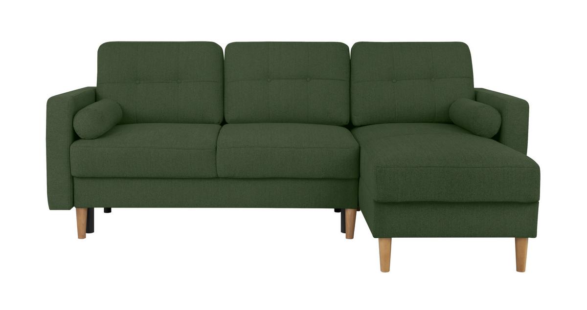 Ecksofa Noret, Grün S: 223x157 Cm - Buchefarben/Grün, Design, Textil (223/157cm) - MID.YOU