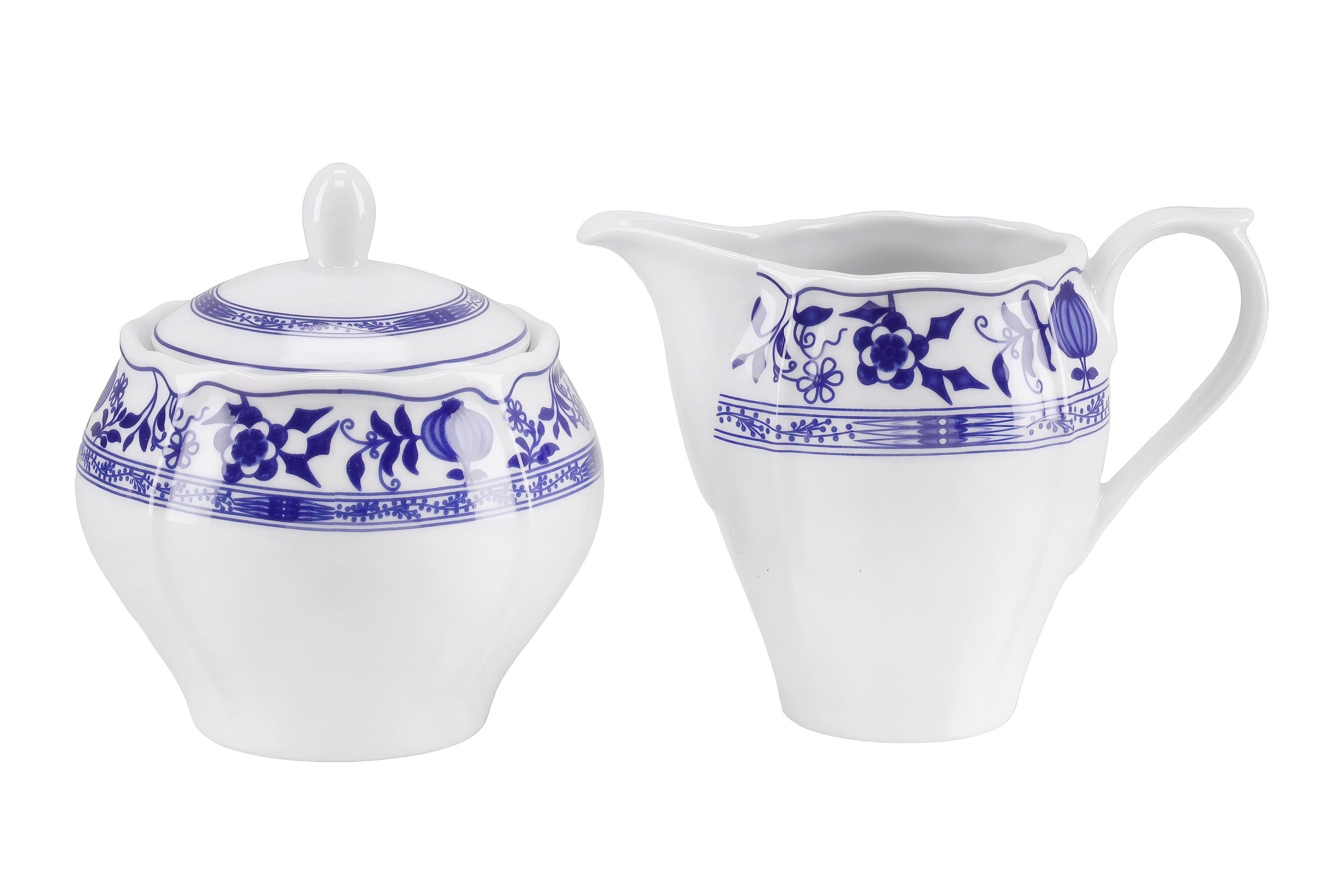 Milch- und Zucker-Set Porzellan, Blau/Weißblau - Blau/Weißblau, Basics, Keramik - Creatable