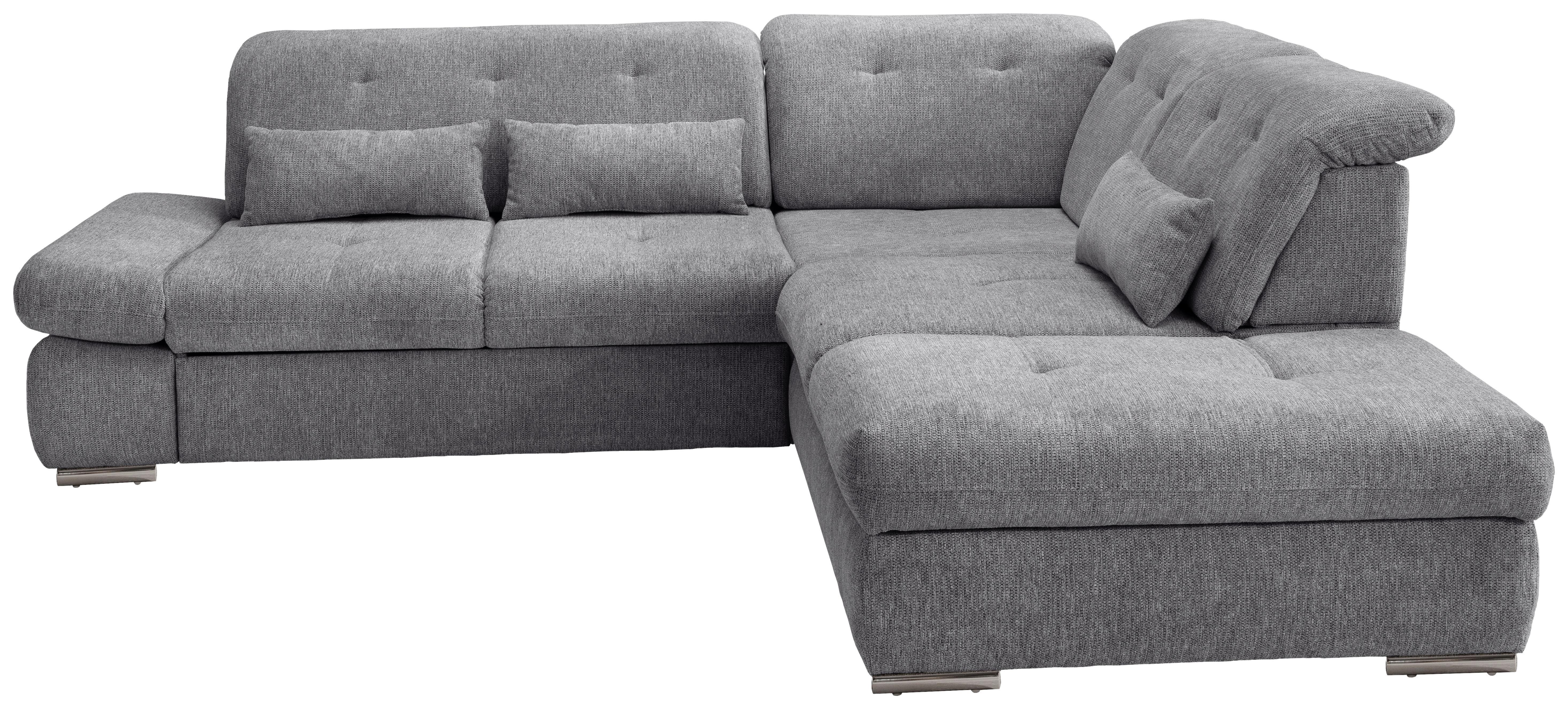 Ecksofa Dalida Dunkelgrau S: 280x254cm - Chromfarben/Dunkelgrau, MODERN, Textil (280/254cm) - Livetastic