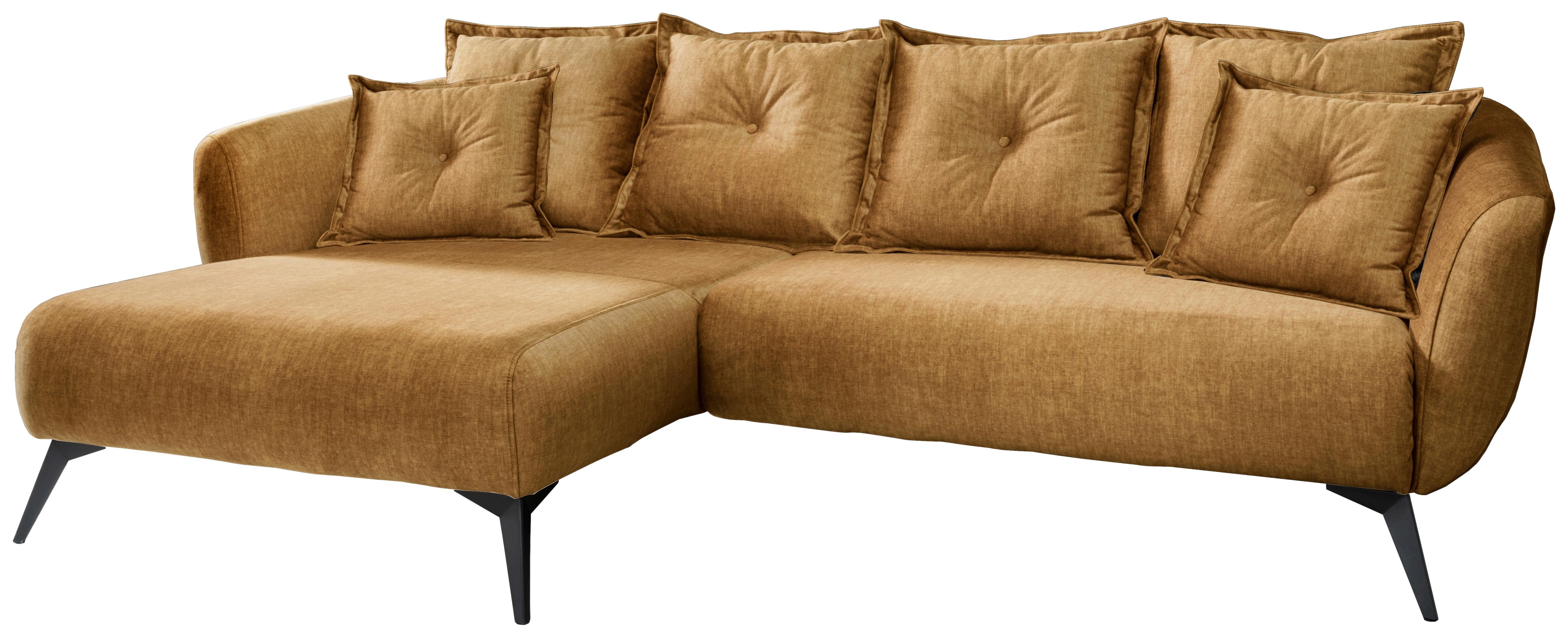Ecksofa Baggio Mit Kissen Textil Gelb - Gelb/Schwarz, MODERN, Holz/Textil (162/277cm) - Livetastic