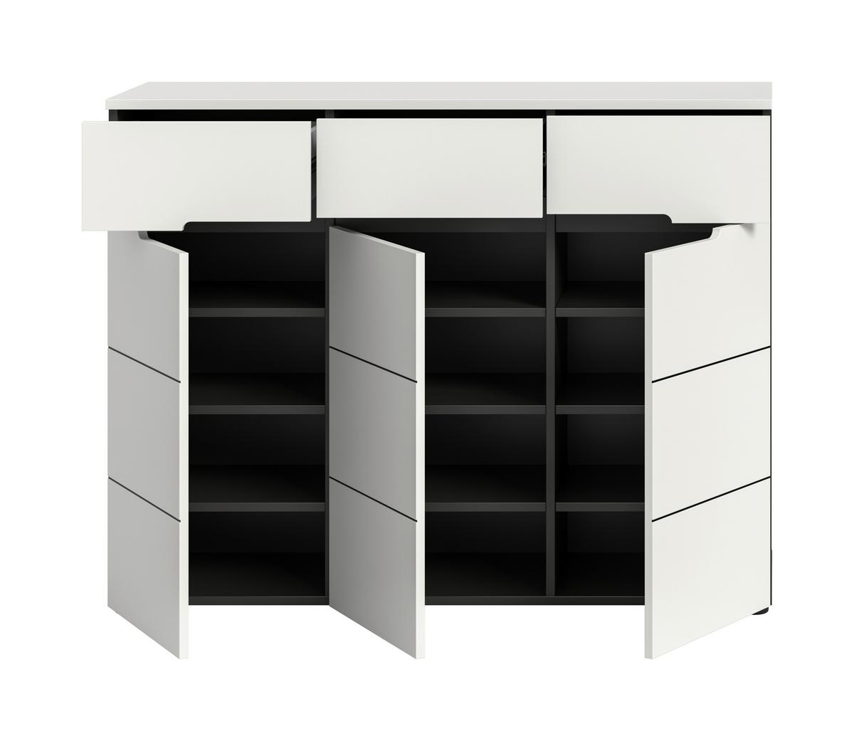 Schuhschrank Canu Grau/Weiß B: 120 cm - Schwarz/Weiß, Design, Holzwerkstoff (120/94/37cm) - Livetastic