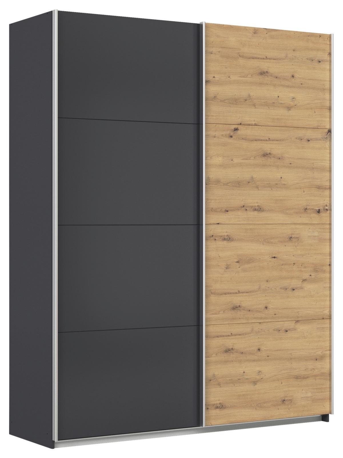 Schwebetürenschrank B: 181cm Feldkirch Grau/Eiche Dekor - Anthrazit/Eiche Artisan, MODERN, Holzwerkstoff (181/229/62cm)