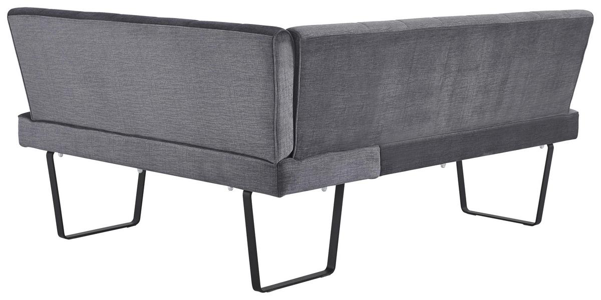 Eckbank Tilos Samt Dunkelgrau, S: 190x150 cm - Dunkelgrau/Schwarz, KONVENTIONELL, Textil/Metall (190/150cm) - MID.YOU