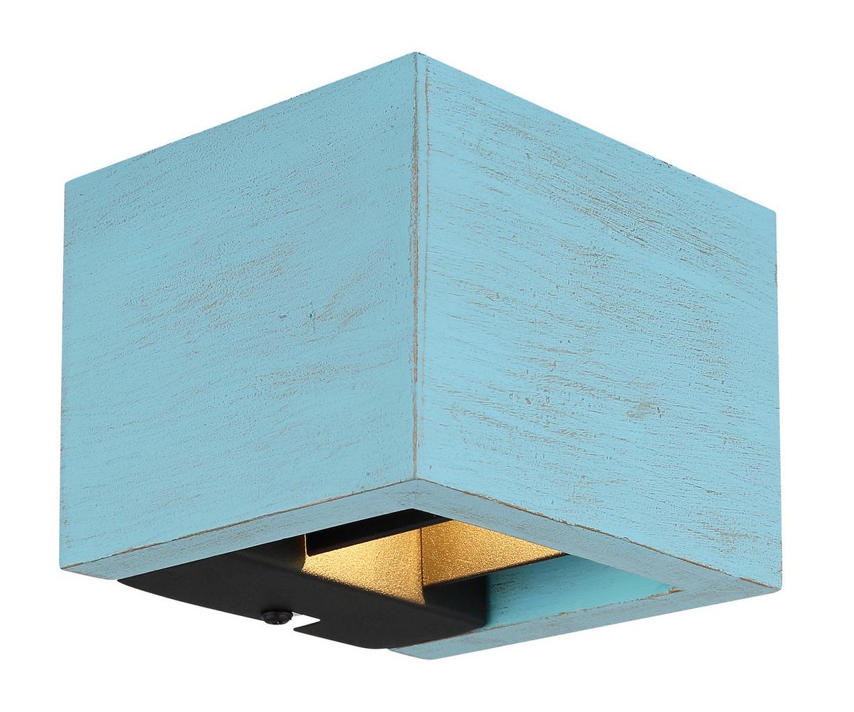 LED-Wandleuchte 15553w1b - Blau/Schwarz, Design, Holzwerkstoff/Metall (13.2/11.3/9.8cm) - Globo