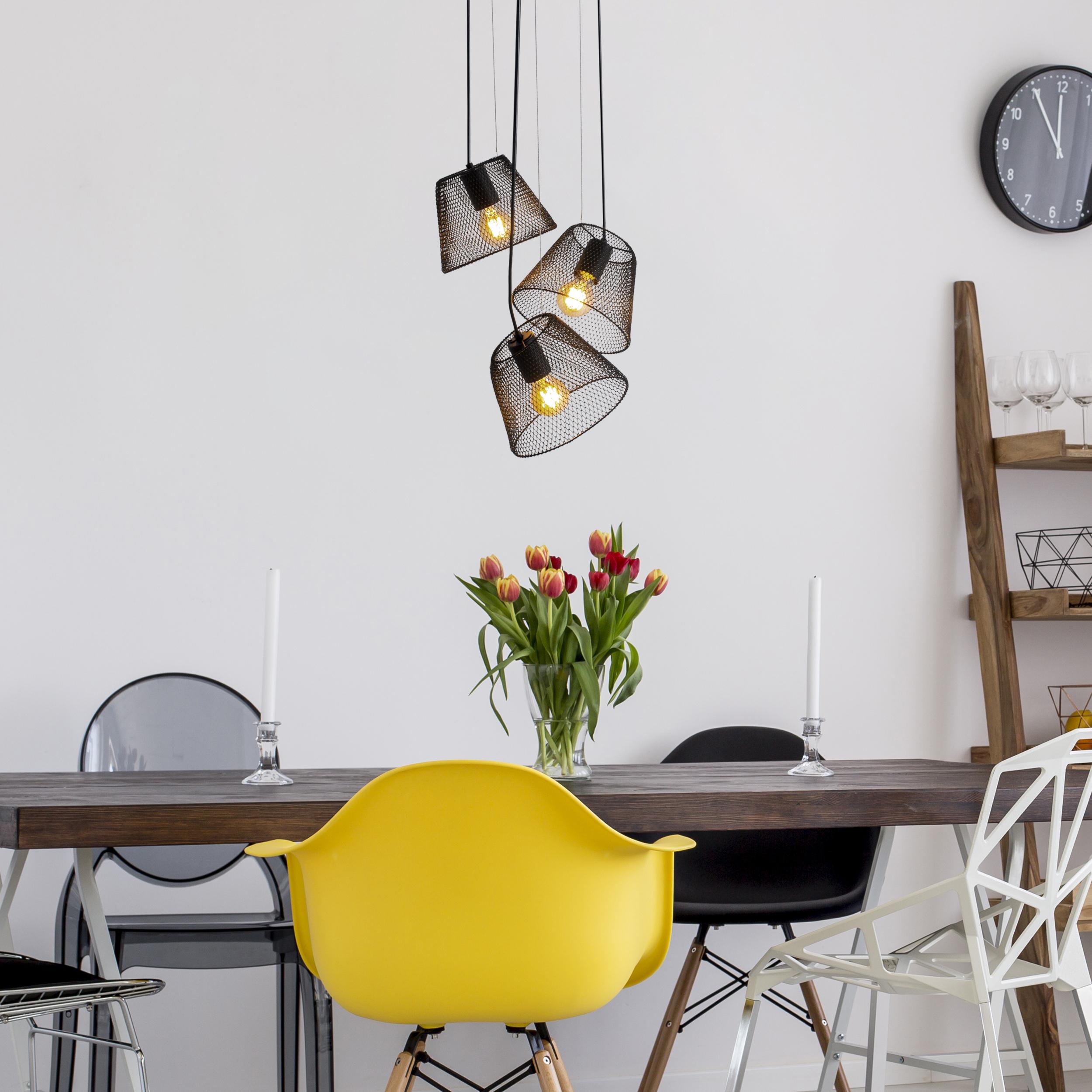 Hängeleuchte Korie H: 120 cm 3-Flammig - Schwarz, Trend, Kunststoff/Metall (20/120cm) - Näve