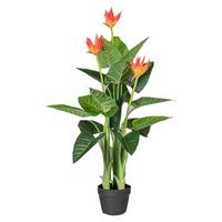 Kunstpflanze mit Orangenen Blüten H: 40 cm mit Topf - Schwarz/Orange, Trend, Kunststoff (40cm) - P & B