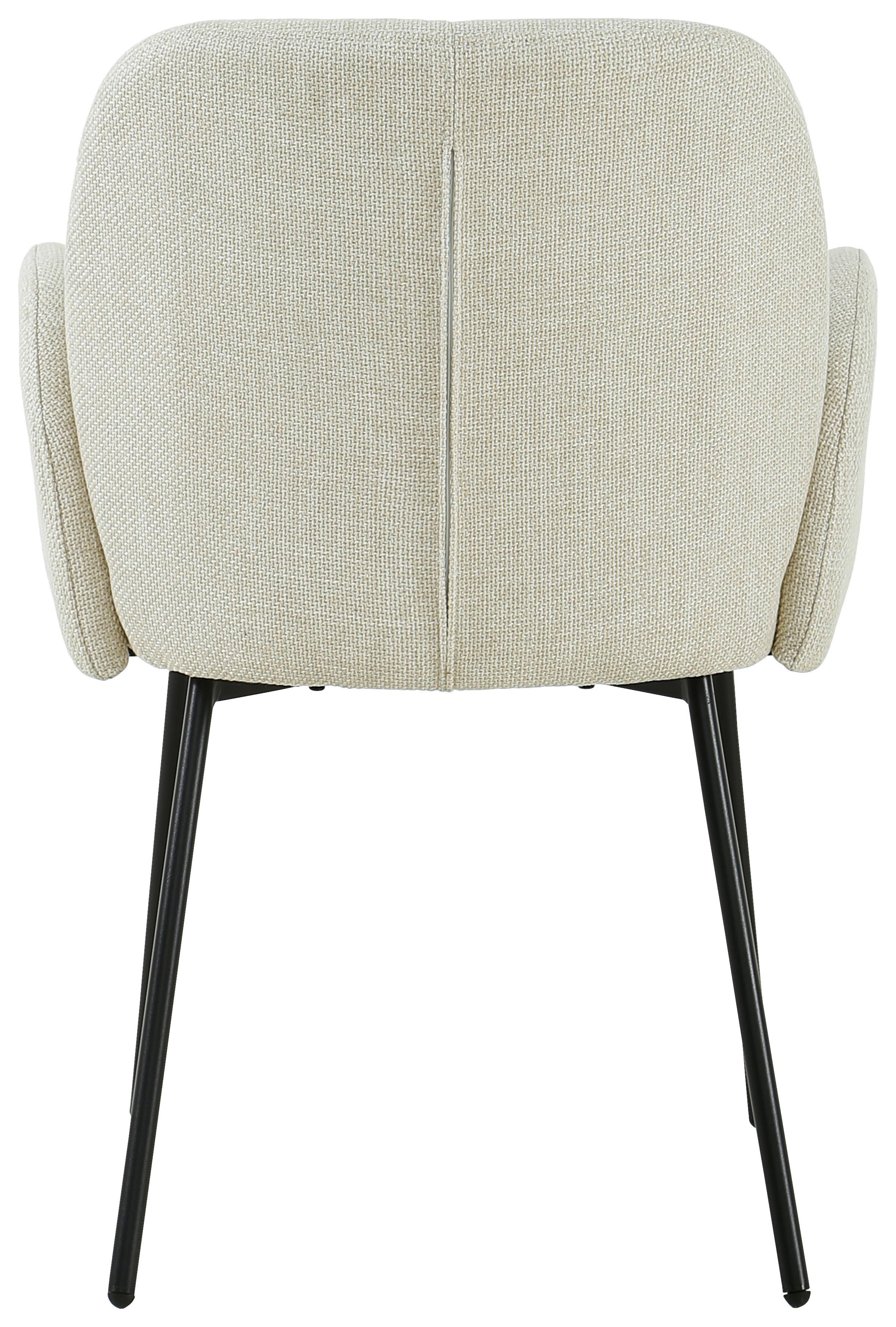 Armlehnstuhl Pauline Leinenoptik Beige, B: 62 cm - Beige/Schwarz, KONVENTIONELL, Holz/Textil (62/85/64cm) - MID.YOU