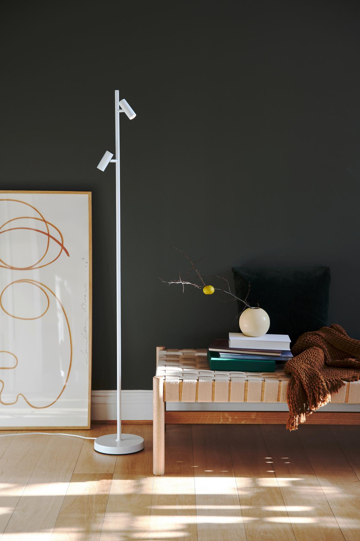 LED-Stehleuchte Omari Weiß  H: 141 cm - Weiß, Design, Metall (141cm) - Nordlux