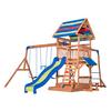 Spielturm Northbrook Aus Zeder Massiv - Blau/Rot, Basics, Holz (429,3/299,7/136,9cm) - Ambia Garden