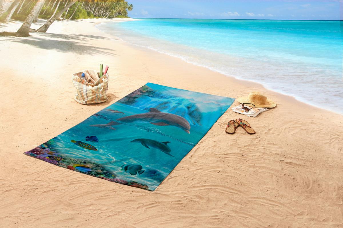 Strandtuch Will Blau 75x150 cm - Blau, Trend, Textil (75/150cm)