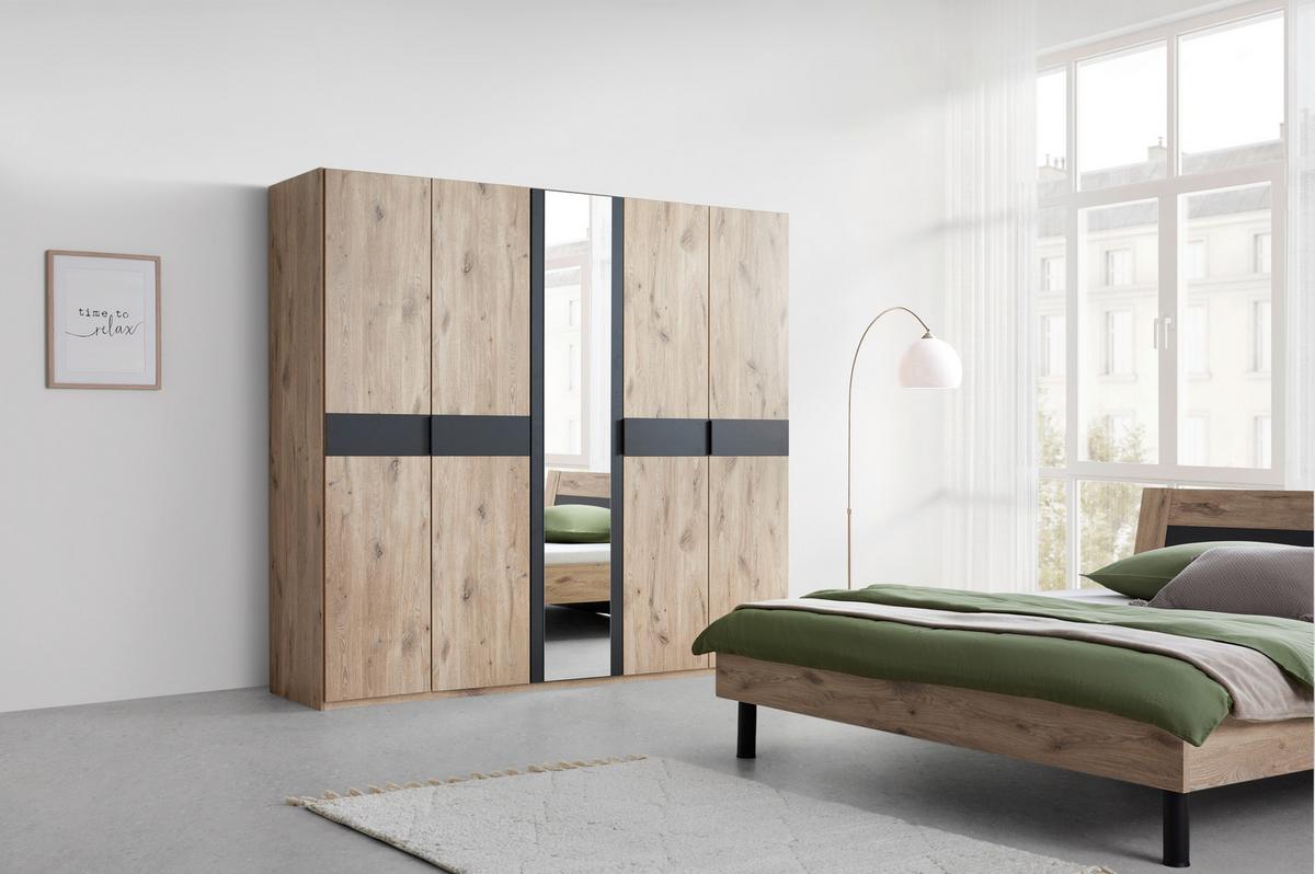 Skriňa s otočnými dverami BERGAMO, š. 225 cm - čierna/grafitová, Konventionell, kov/kompozitné drevo (225/208/58cm) - Based