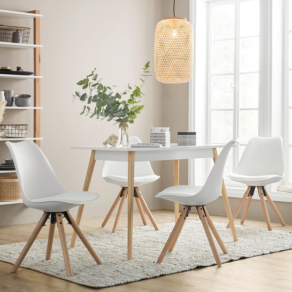 Jídelní stůl 110 - bílá/přírodní barvy, Moderní, dřevo/kompozitní dřevo (110/70/76cm) - Based