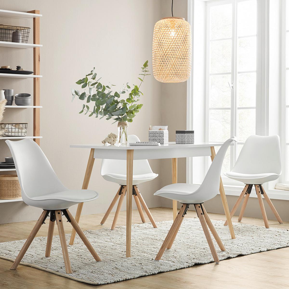 Jedálenský stôl 110 - biela/prírodná farba, Modern, drevo/kompozitné drevo (110/76/70cm) - Based