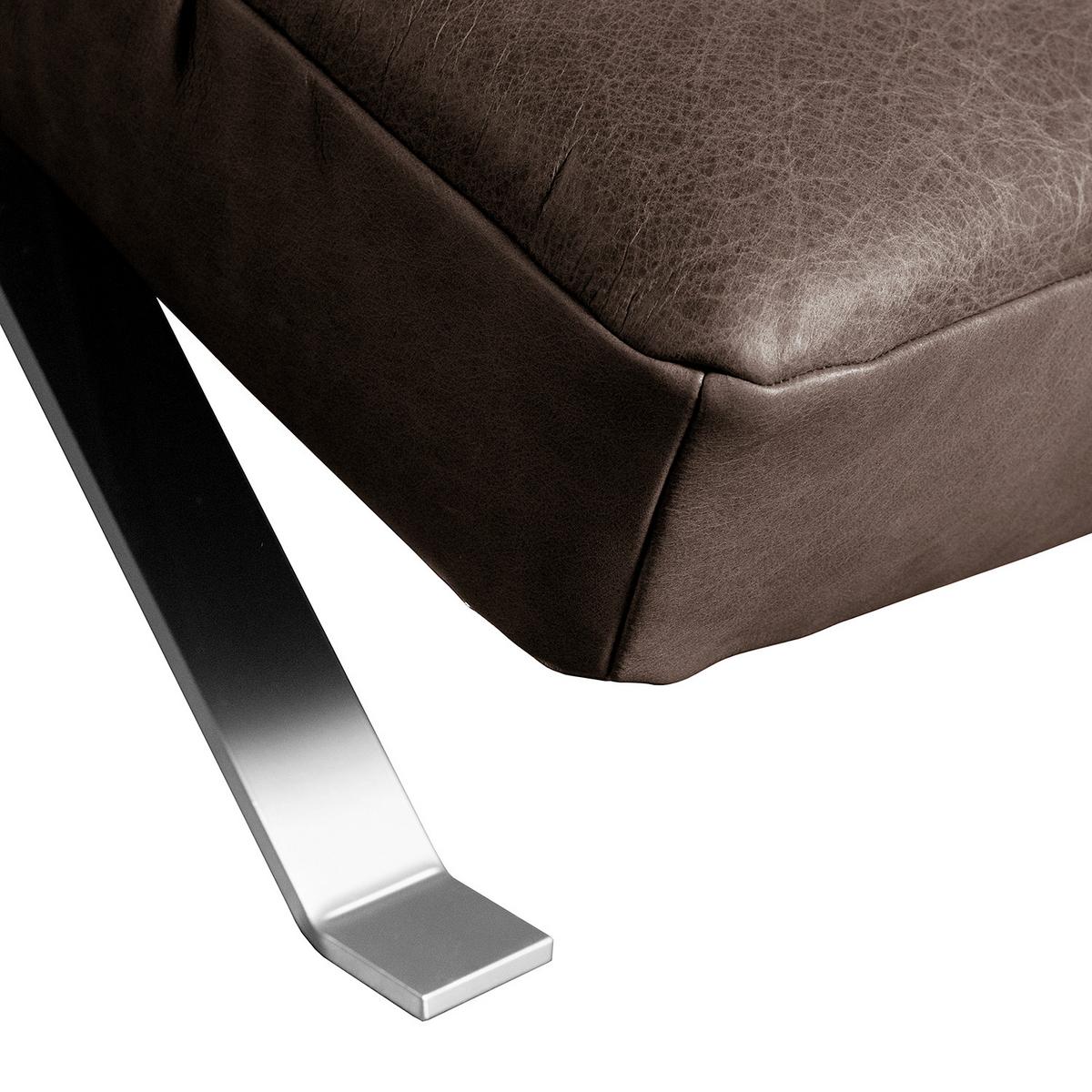 Relaxliege Swing Silver Dunkelbraun B: 65 cm - Dunkelbraun/Silberfarben, Design, Leder (65/65-95/171cm) - Livetastic