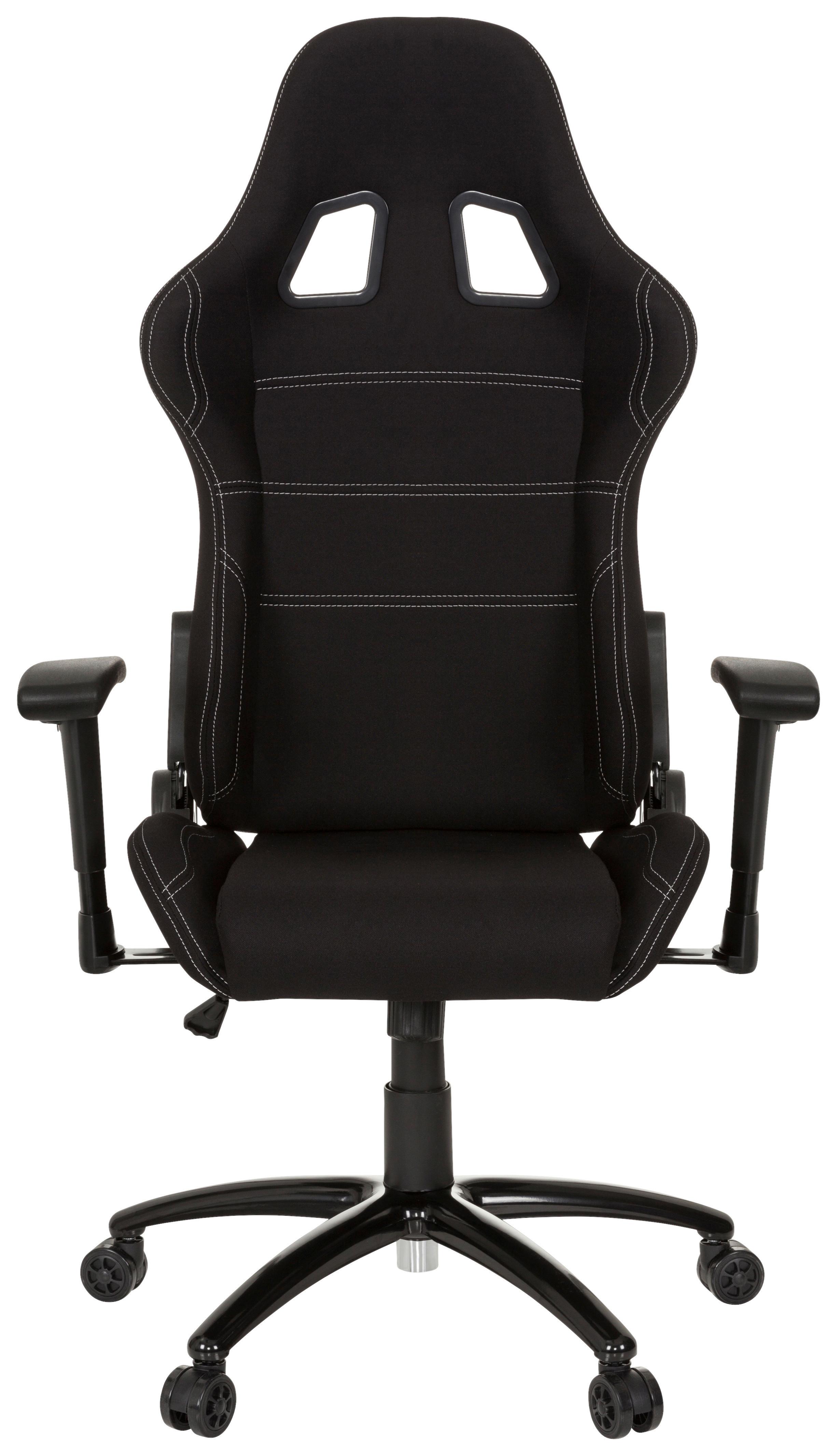 Gamingstuhl Game Force Schwarz Mit Wippfunktion - Schwarz/Weiß, Basics, Kunststoff/Textil (72/140/63cm) - MID.YOU