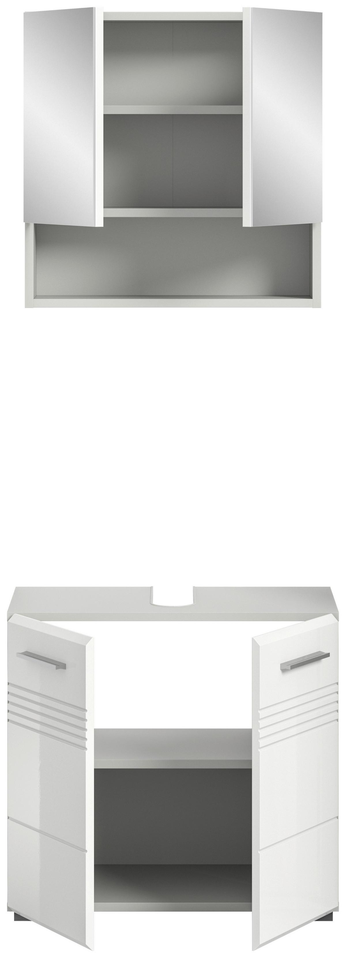 Badezimmer Copa Grau Weiß Hg B: 60 Cm - Weiß Hochglanz/Schwarz, MODERN, Holzwerkstoff (60cm) - MID.YOU