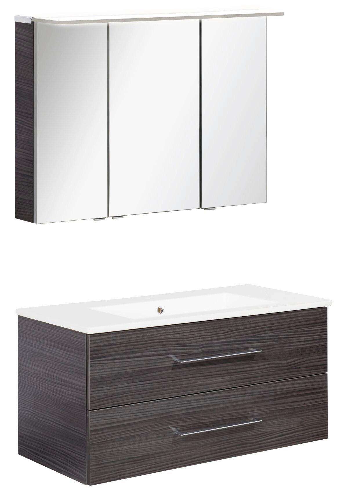 Badezimmer B.Perfekt Eichefarben 3-Teilig - Eichefarben/Weiß, Basics, Glas/Keramik (102cm) - MID.YOU