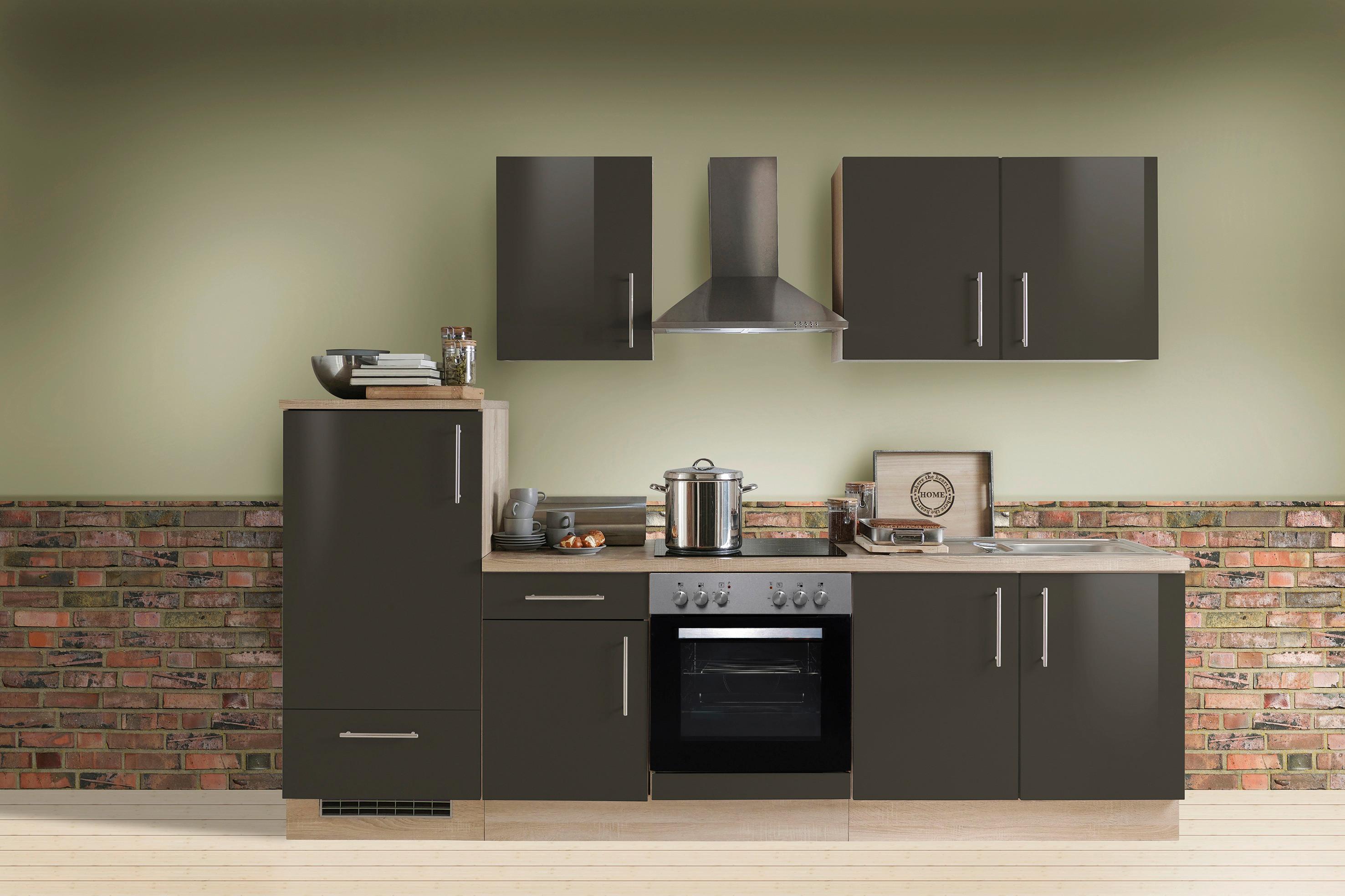 Küchenblock Premium - Dunkelbraun/Sonoma Eiche, KONVENTIONELL, Holzwerkstoff (270cm) - Menke