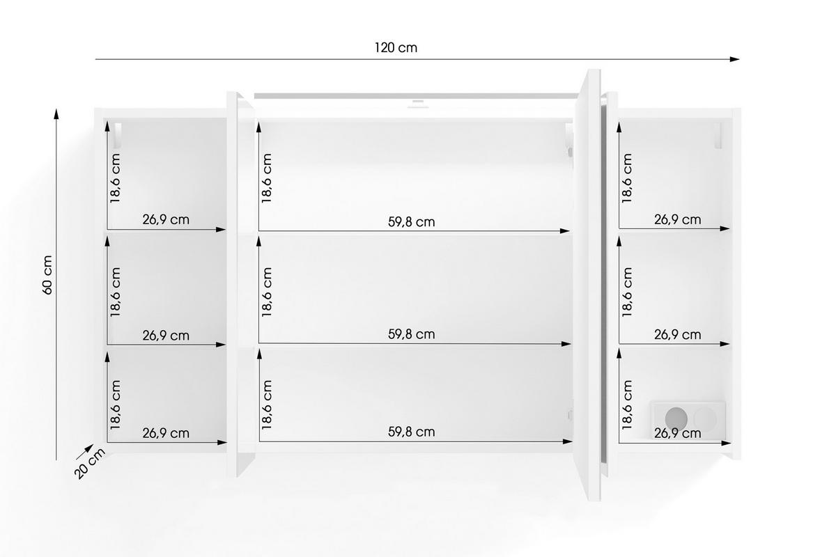 Spiegelschrank Spree Weiß B: 120 cm - Weiß, MODERN, Glas/Holzwerkstoff (120/60/20cm) - MID.YOU