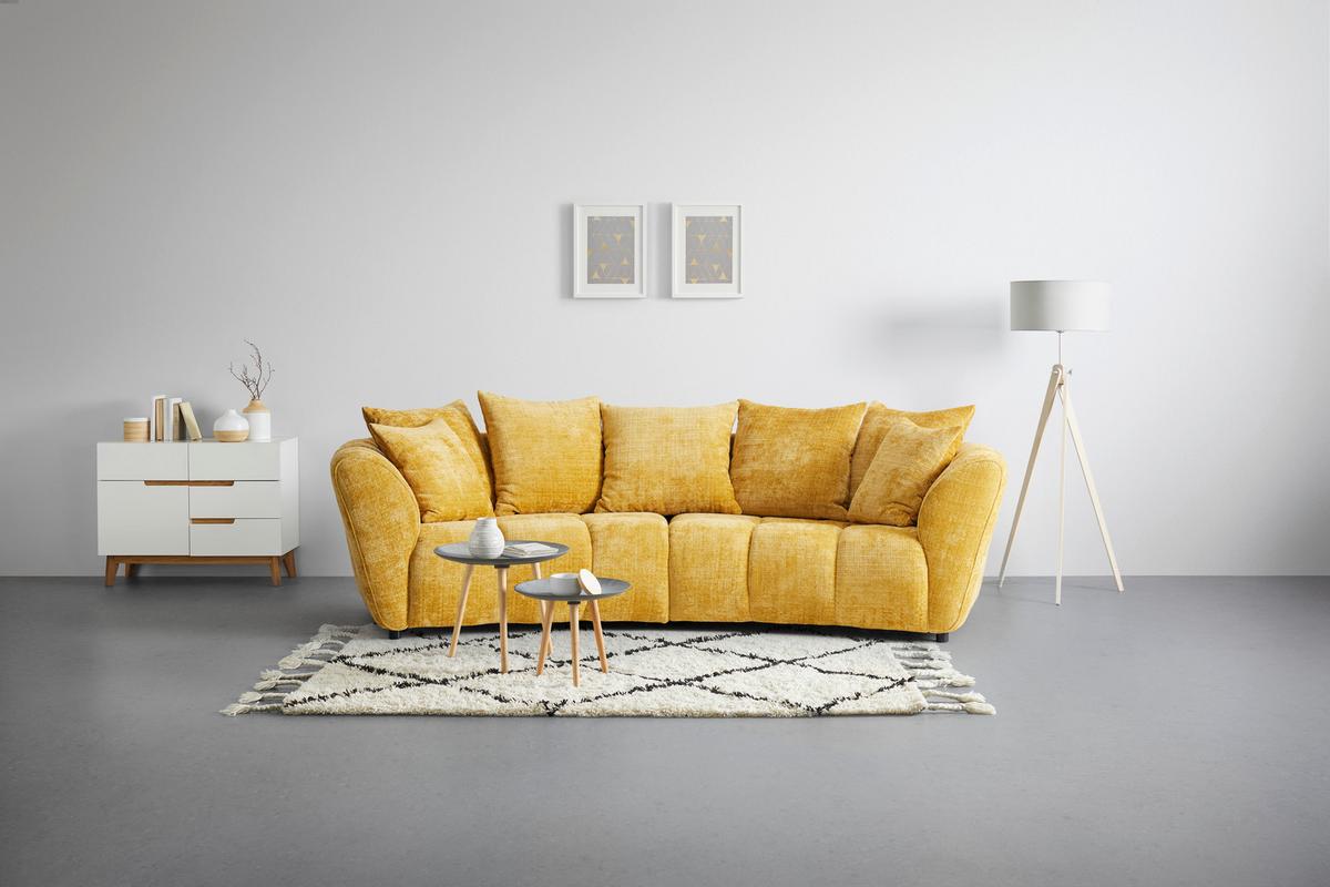 Velká pohovka BONELLI, žlutám s polštáři - černá/žlutá, Moderní, textil/plast (280/74cm) - Mömax