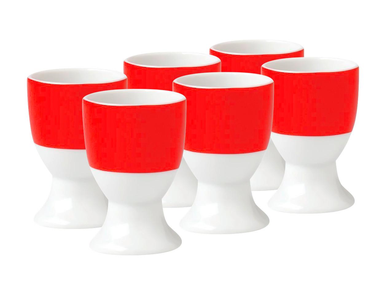 Eierbecherset Rot Weiß 6-teilig D: 4,5 cm - Rot/Weiß, Basics, Keramik (4,5/6,5cm) - Van Well