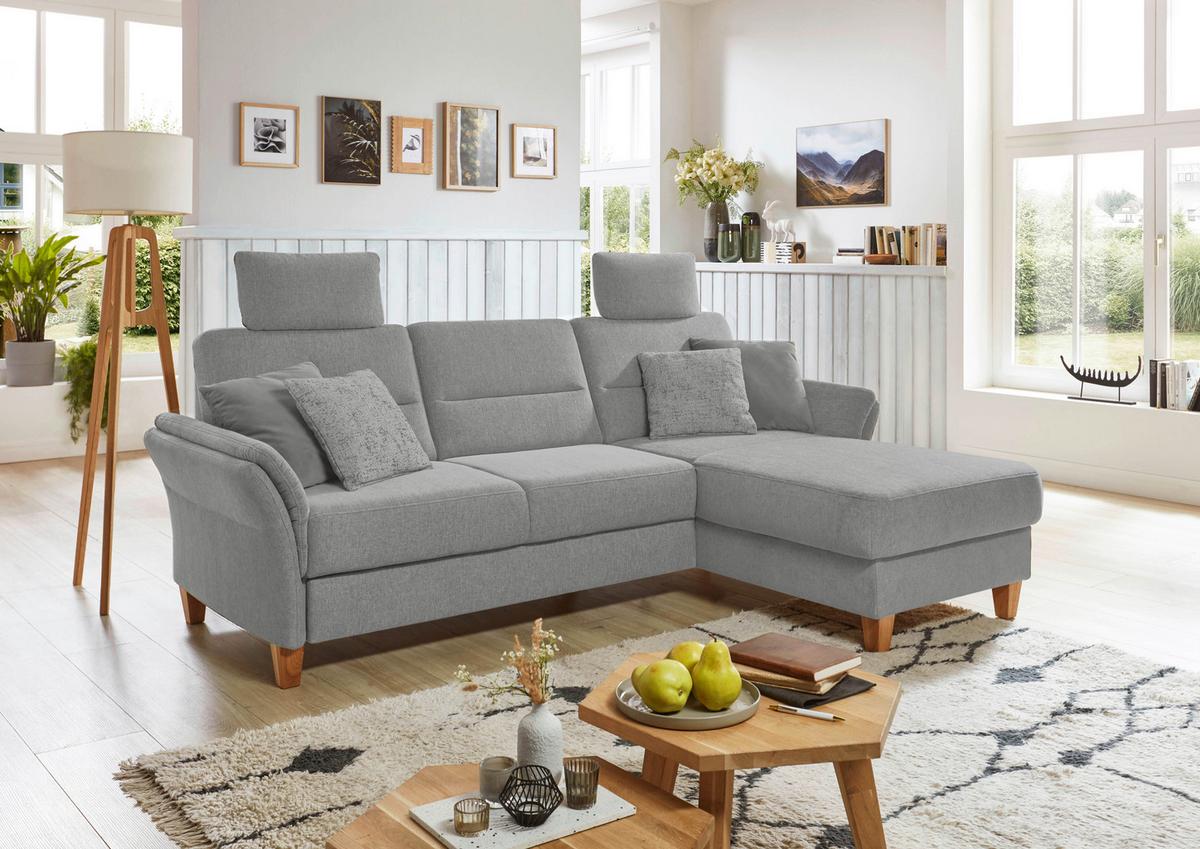 Ecksofa Westerland hellgrau Schlaffunktion, 252x162 cm - Eichefarben/Hellgrau, KONVENTIONELL, Textil (252/162cm) - Sit & More