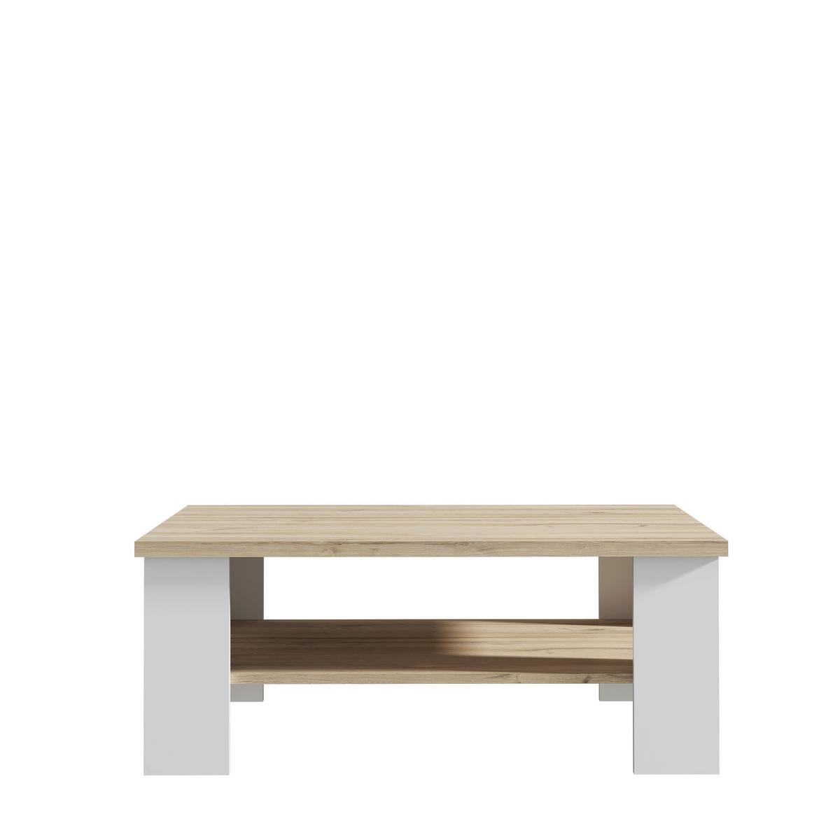 Dohányzóasztal Elara - Bianco tölgy/fehér, Modern, faalapú anyag (107/42,8/67cm)