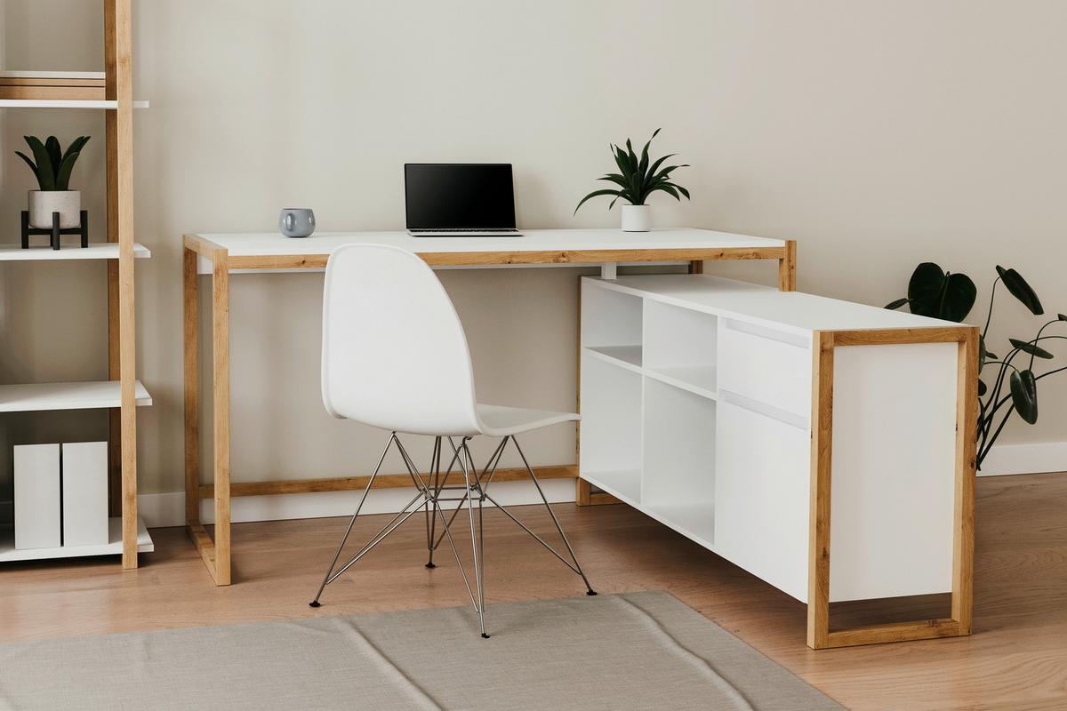 Eckschreibtisch Denver Weiß/ Eiche Artisan D. L: 139cm - Eiche Artisan/Weiß, MODERN, Holzwerkstoff (139/139/75cm) - MID.YOU