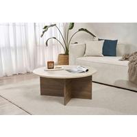 Couchtisch Soleil Creme/Walnussfarben L: 90cm - Walnussfarben/Creme, Design, Holzwerkstoff (90/90/40cm) - MID.YOU