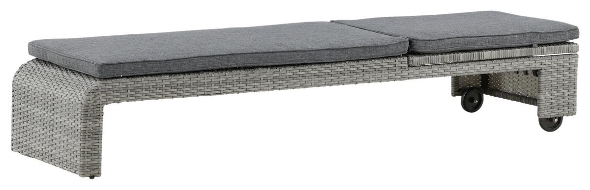 Sonnenliege London Kunststoff verstellbar - Grau, KONVENTIONELL, Kunststoff/Textil (60/32/196cm) - Gardenson