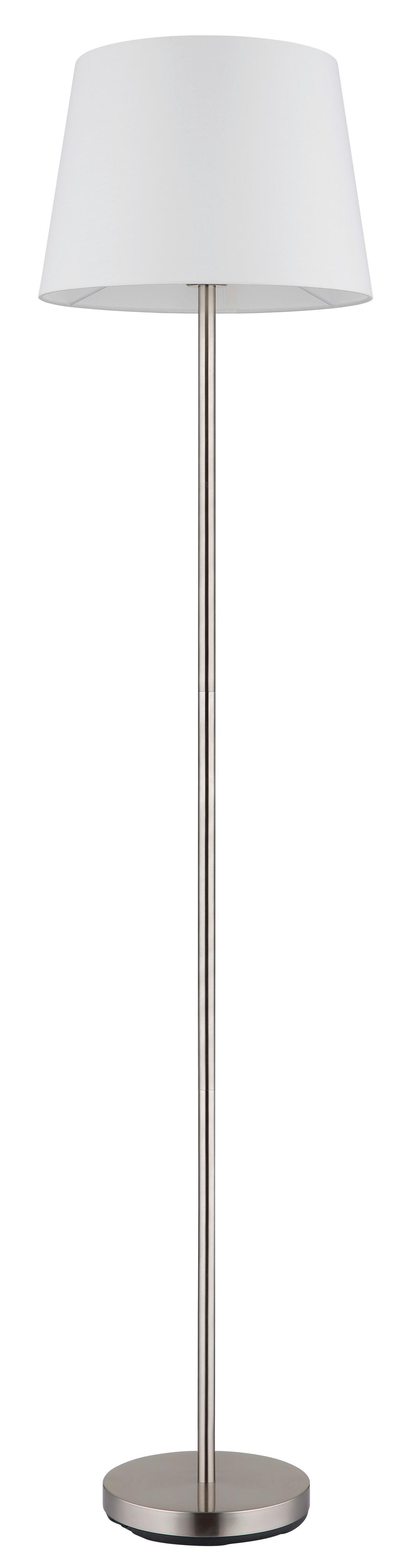Stehleuchte Corbinian - Weiß/Nickelfarben, Basics, Textil/Metall (35/151cm) - James Wood
