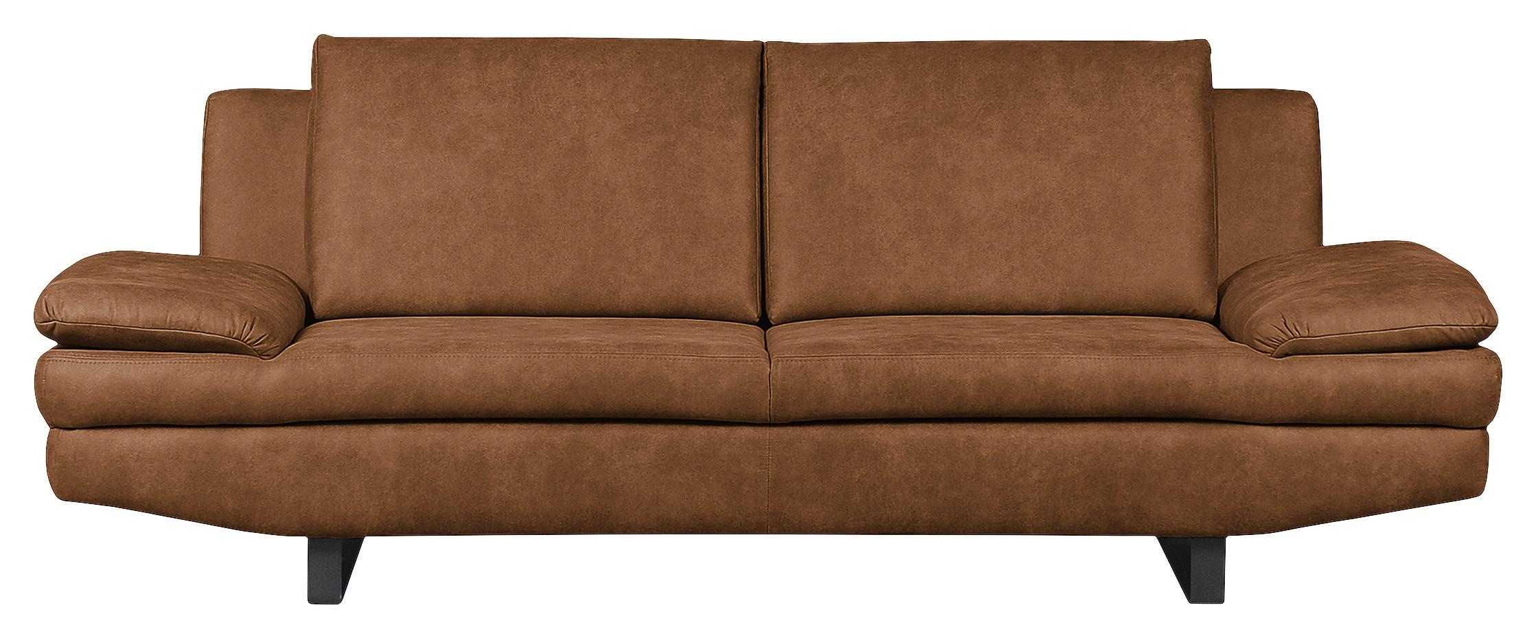 3-sitzer-sofa Jovanna, Cognac B: 218 Cm - Cognac/Schwarz, Design, Textil (218/78/88cm) - MID.YOU