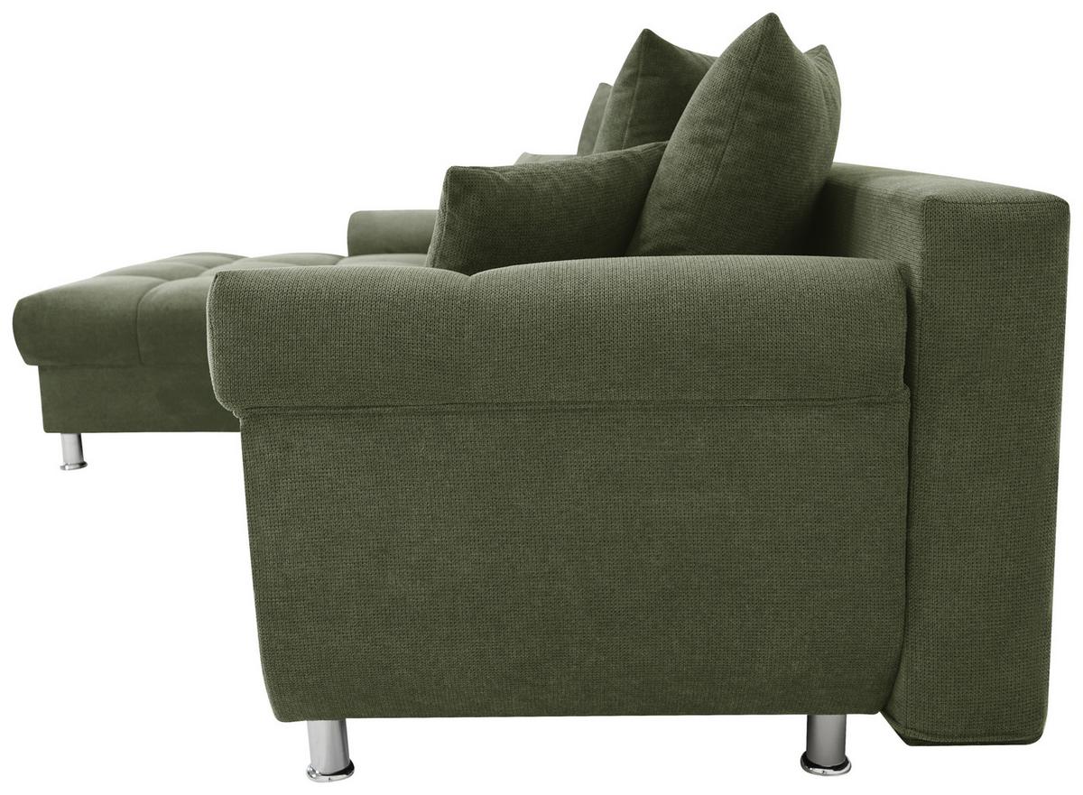Rohová sedačka ERICE, levá, zelená - zelená/barvy chromu, Design, textil/plast (198/312cm)